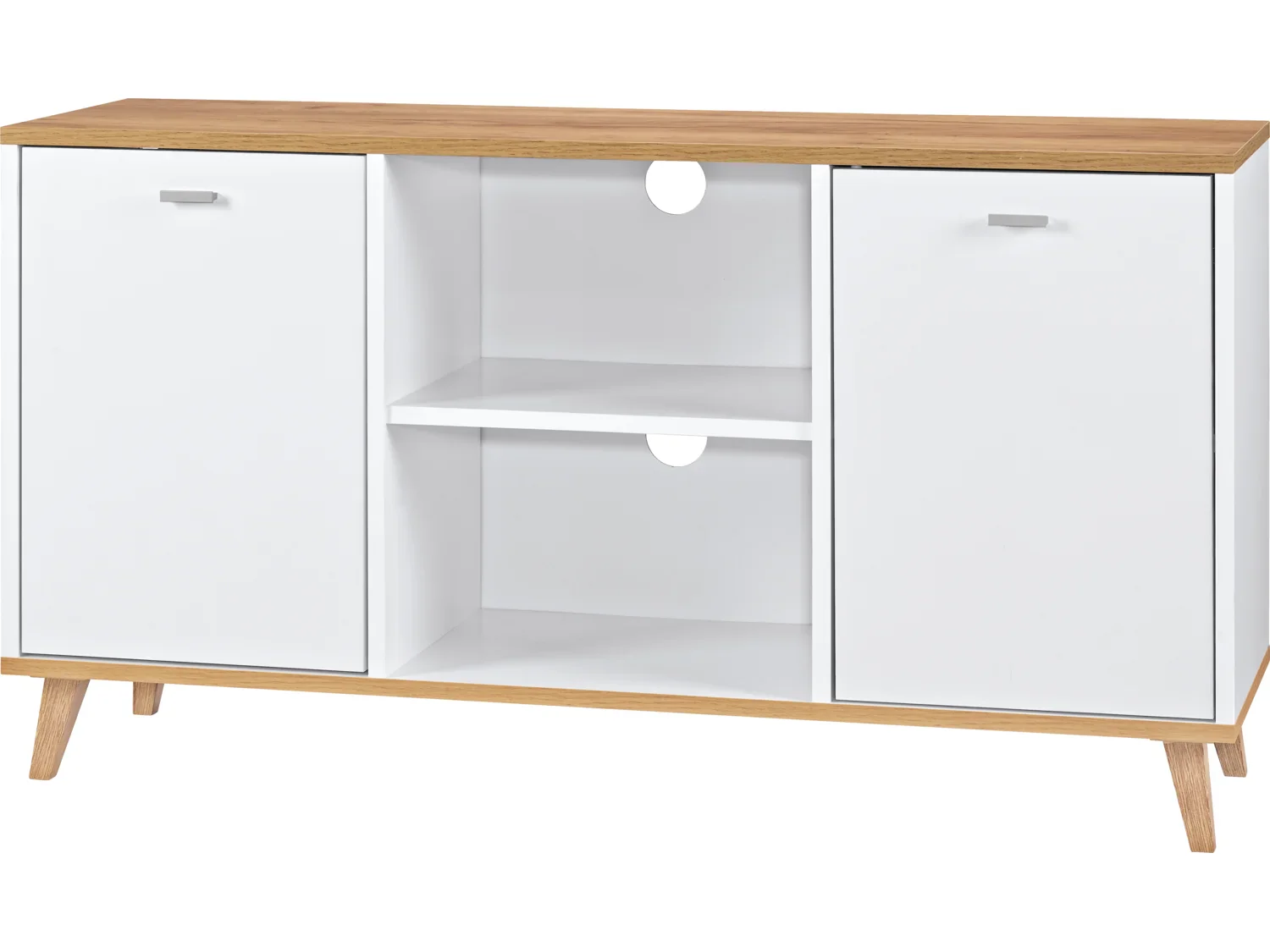 LIVARNO Meuble bas Corfu, 113 x 60,5 x 33 cm, blanc/imitation chne