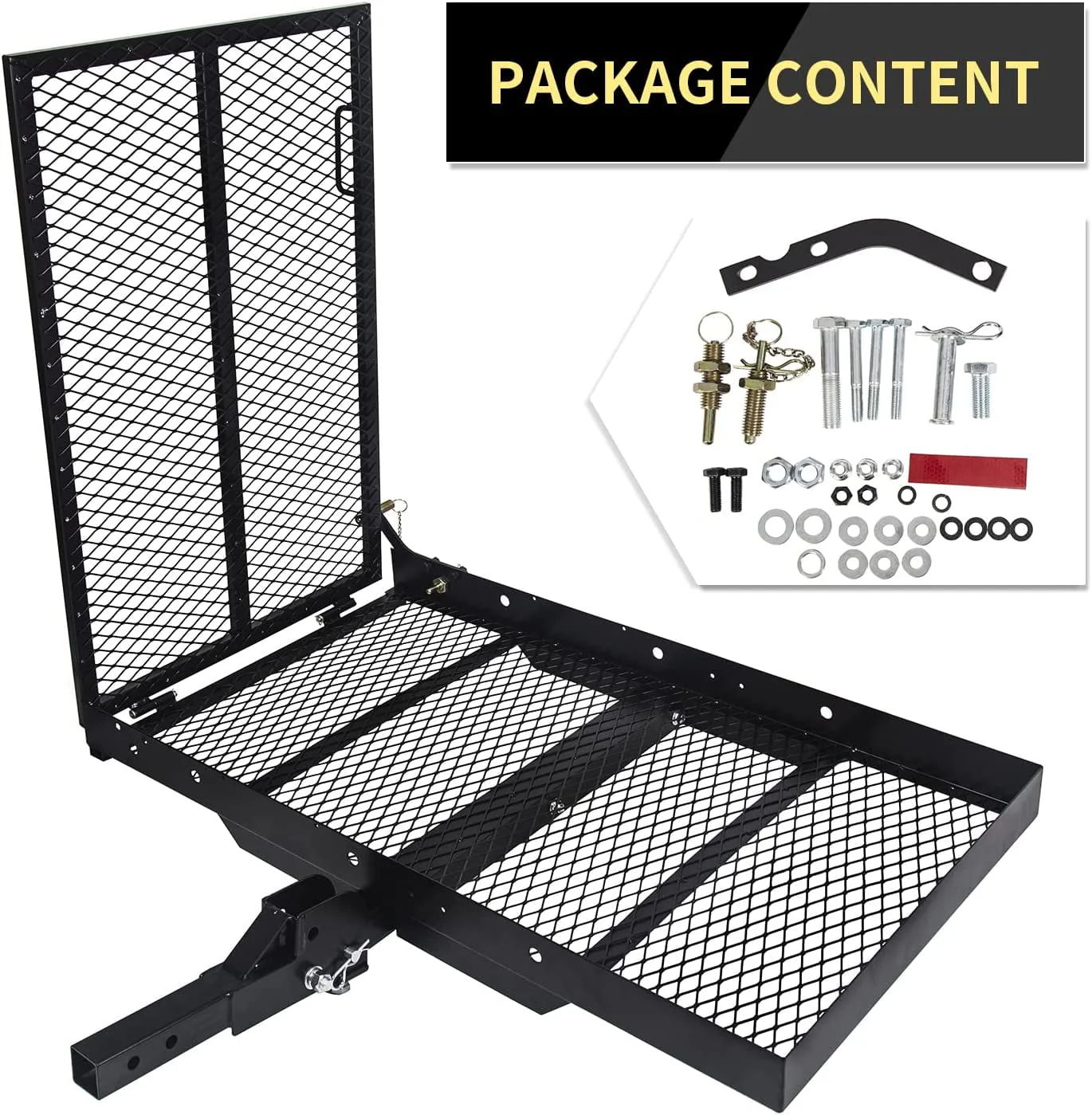 HECASA 500 lb Carrier Hitch Mounted Cargo Folding Scooter and Wheelchair Carrier Mobility Rack with Loading Ramp