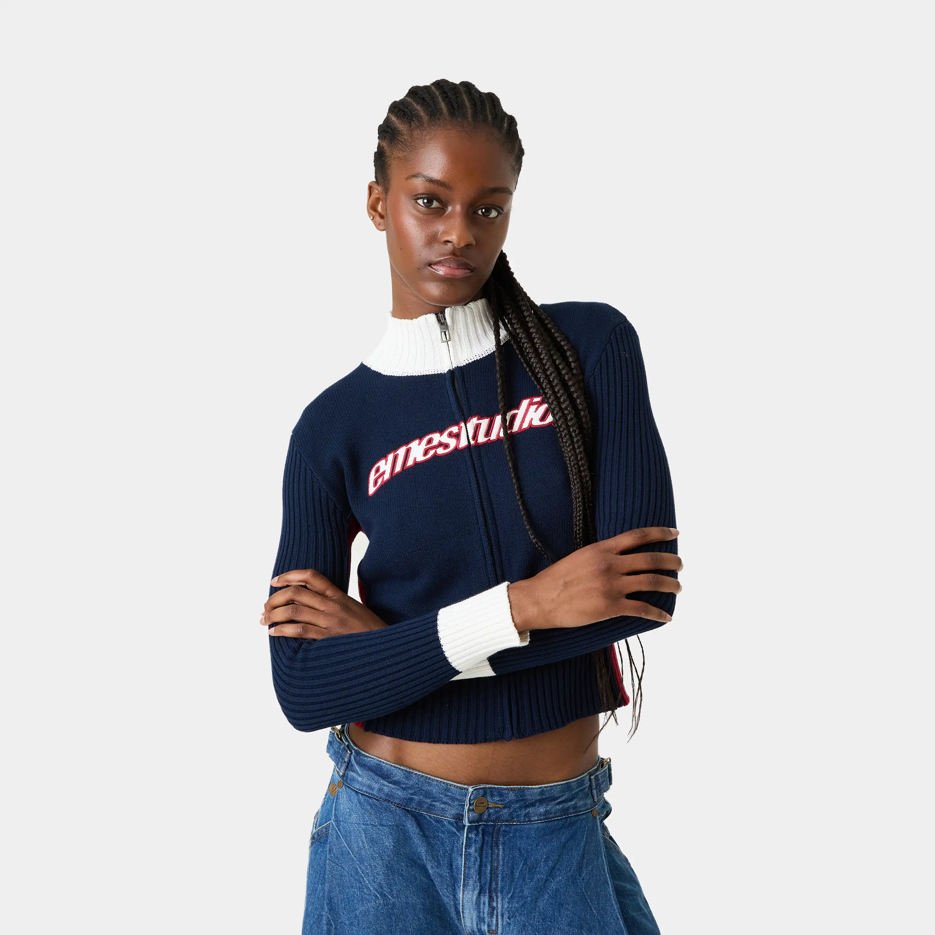 Betty Navy Zipper Knit