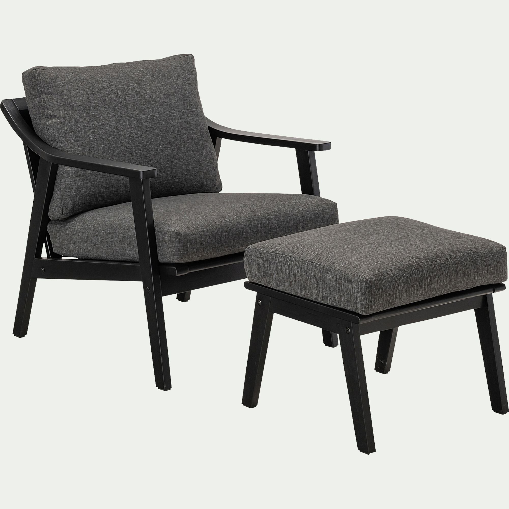 ZEQI - Repose-pieds pour fauteuil en bois d'eucalyptus - noir