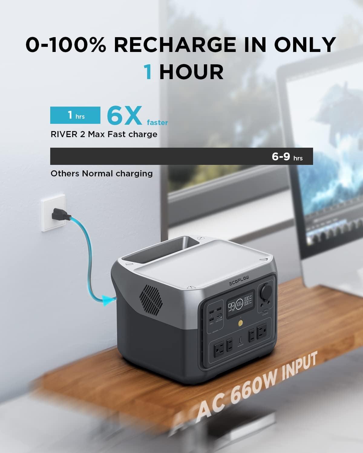 RIVER 2 Max Portable Power Station 512Wh Capacity.Solar Generator.1000W AC Output for Outdoor Camping.Home Backup.Emergency.RV.off-Grid - Image 6