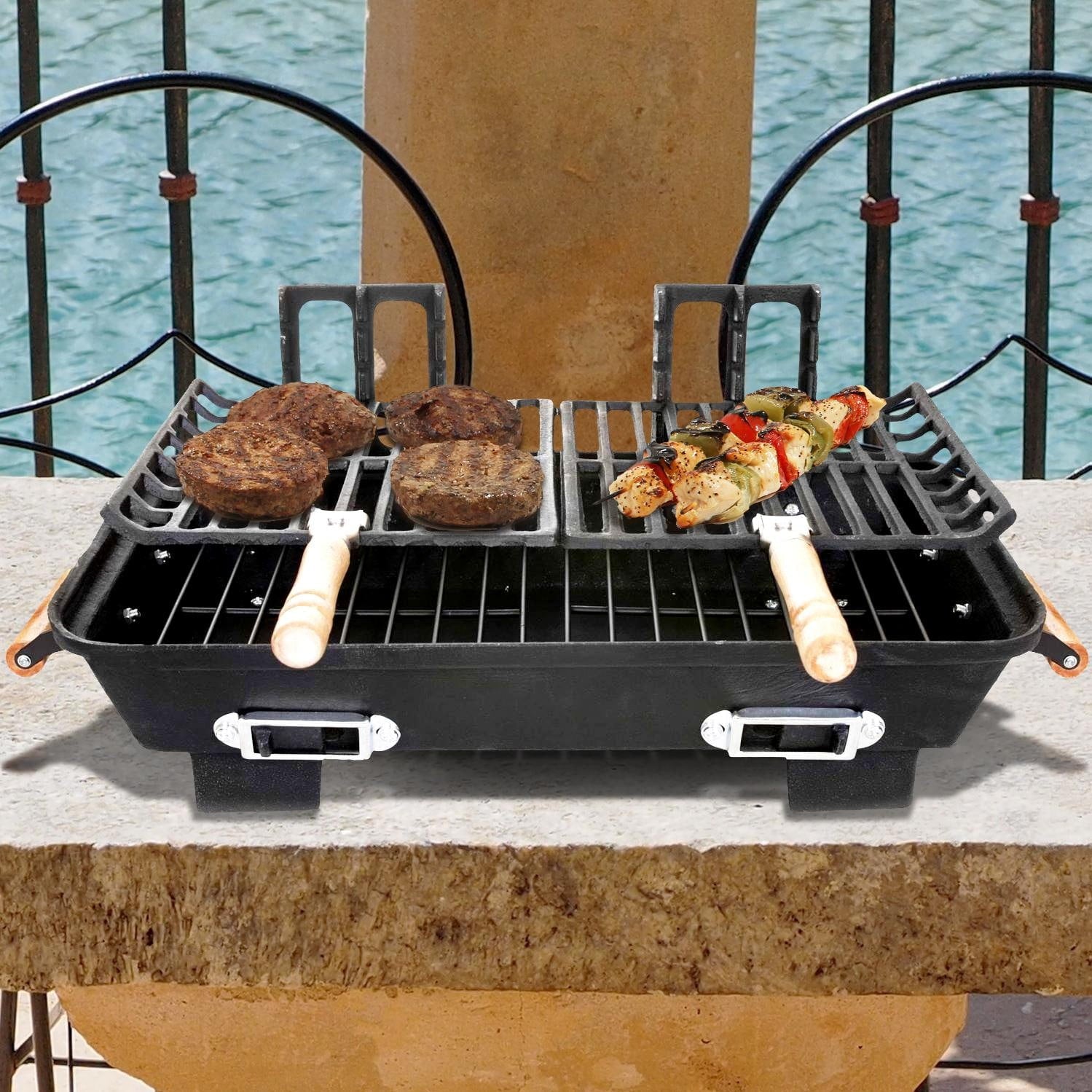 Allen Cast Iron Hibachi Tabletop Charcoal BBQ Grill