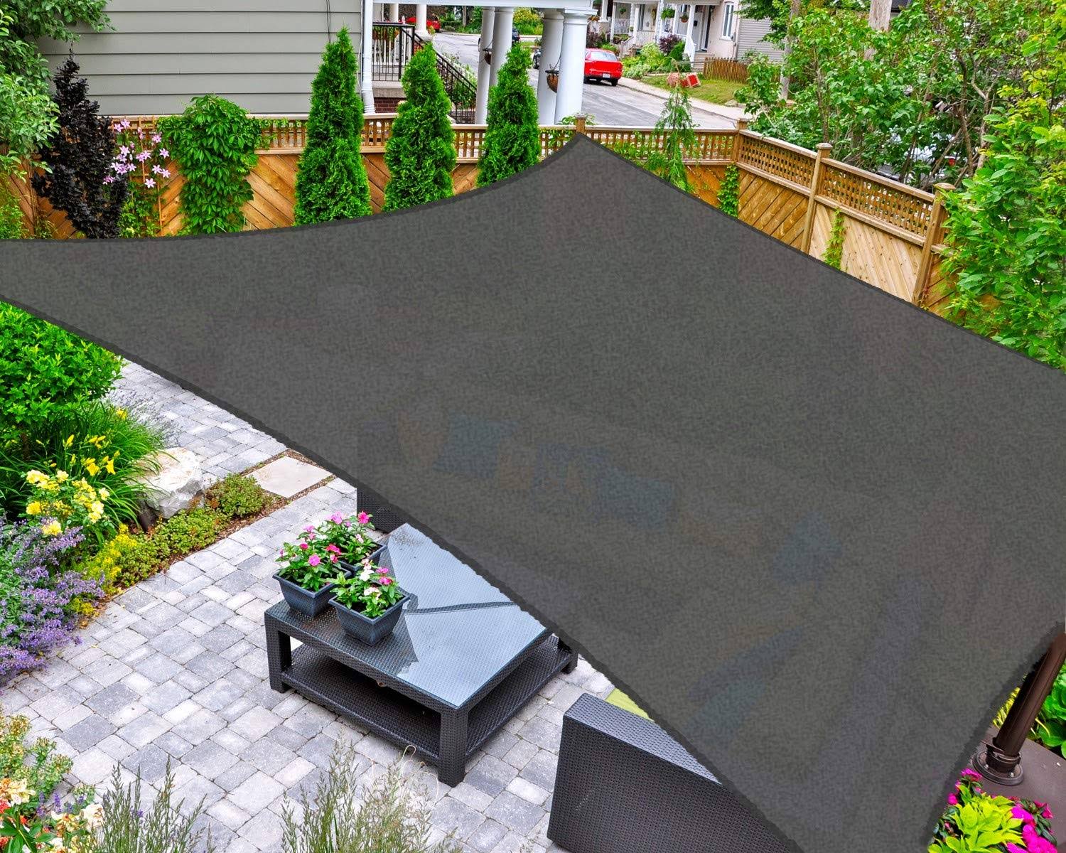 Asteroutdoor Sun Shade Sail Rectangle 12' x 16' UV Block Canopy for Patio Backyard Lawn Garden Outdoor Activities, Graphite