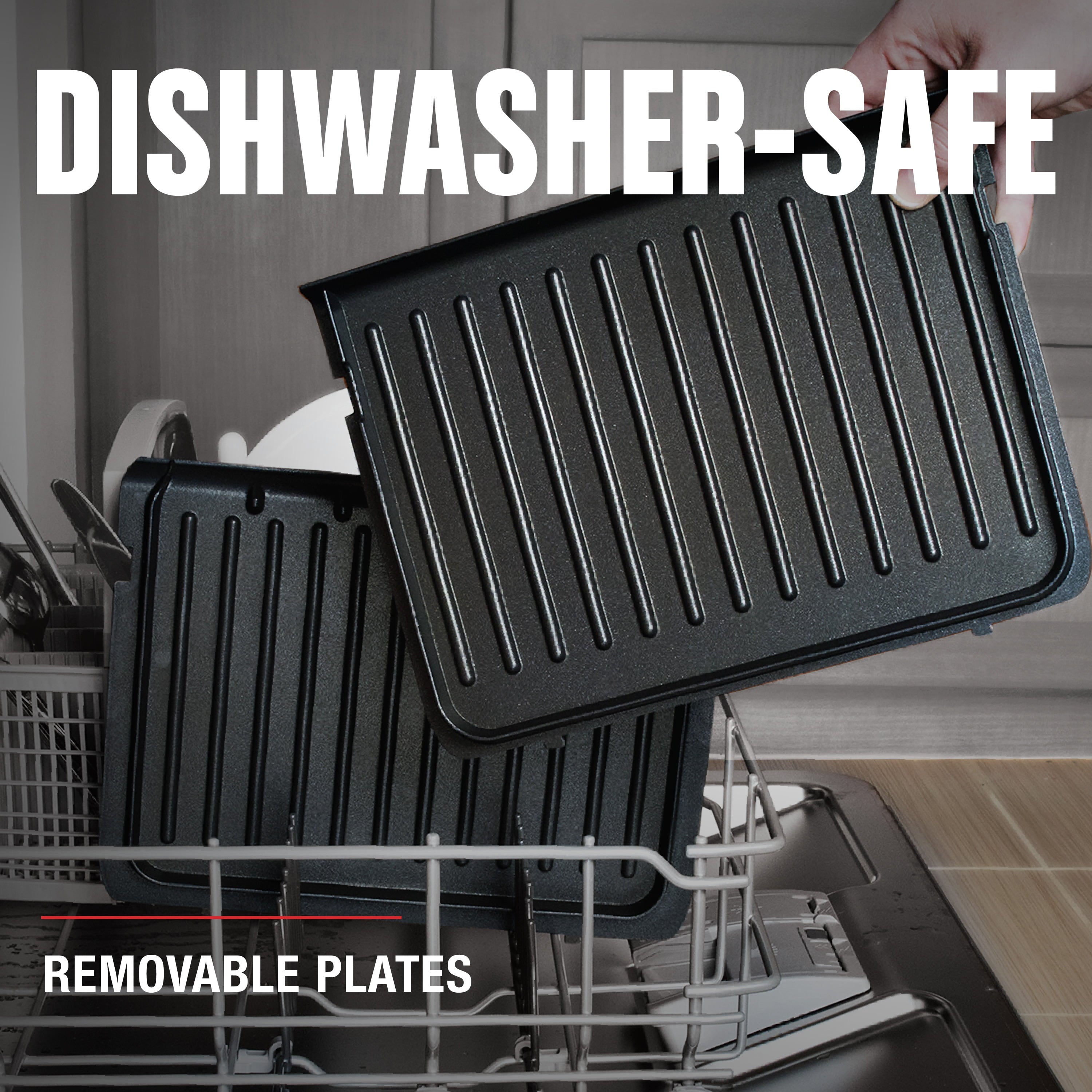 4-Serving Removable Plate Grill and Panini. Black. GRP1065B