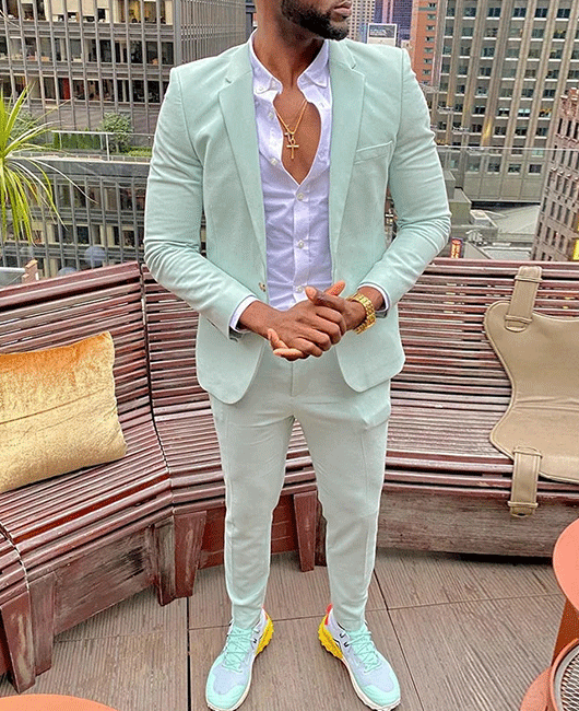 Ensemble blazer et pantalon élégant à revers cranté et un bouton (2 pièces)