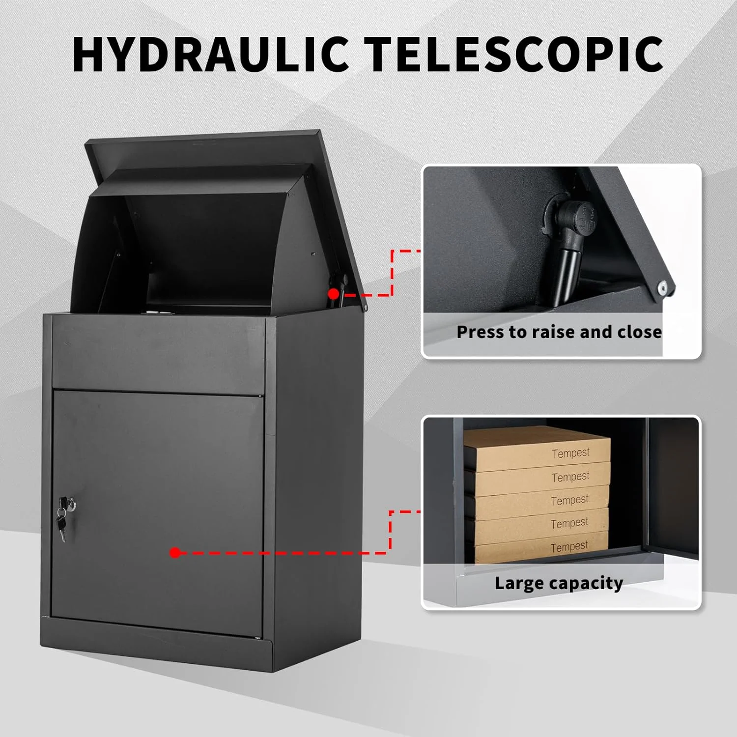 Large Package Delivery Boxes, Galvanized Steel, Lockable, Anti-Theft, 17.3" x 13.8" x 22.1" - Image 5