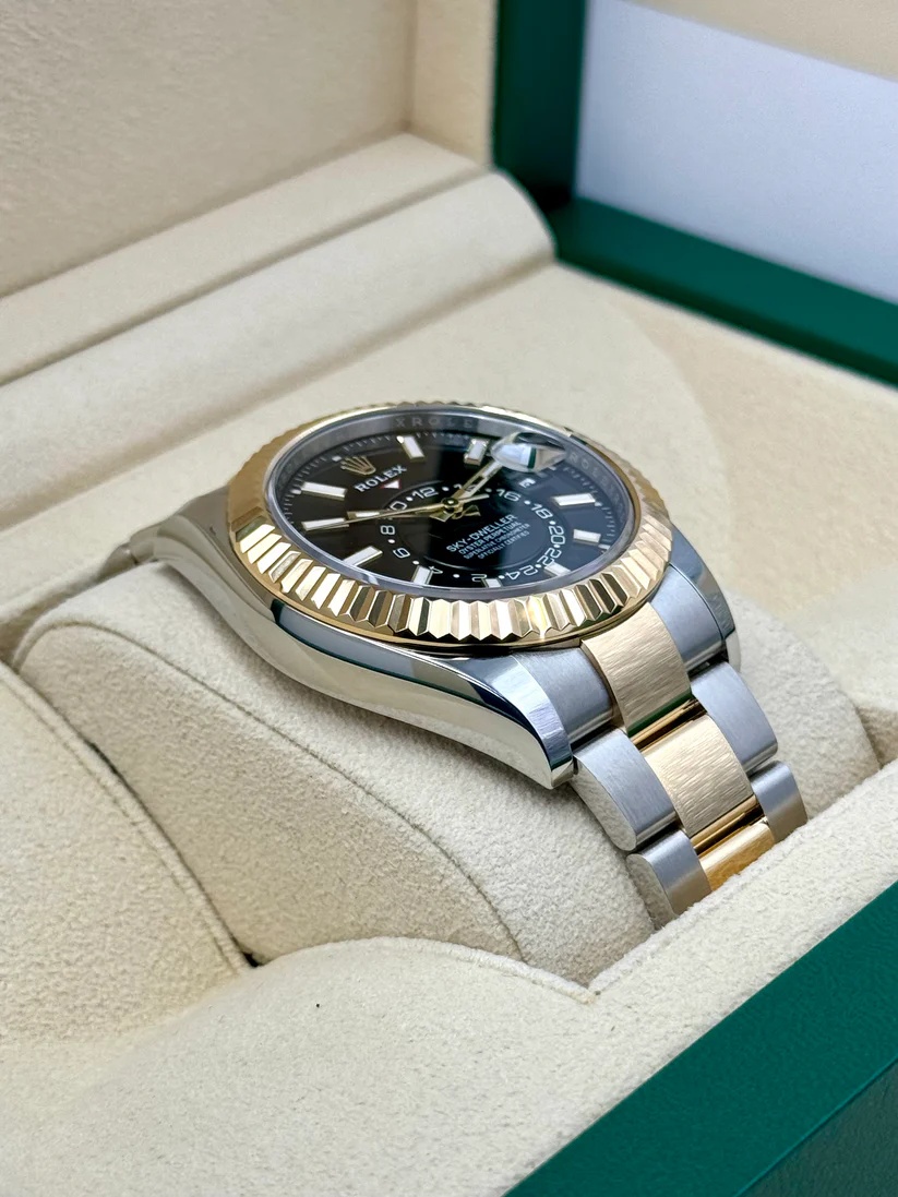 [Super Clone]RLX  Sky-Dweller 42mm Two-Tone Yellow Gold Black Dial Oyster - 336933 - New 2025