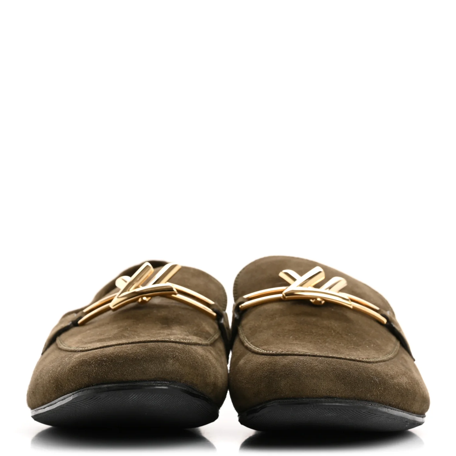 Suede Upper Case Flat Loafers 40 Green