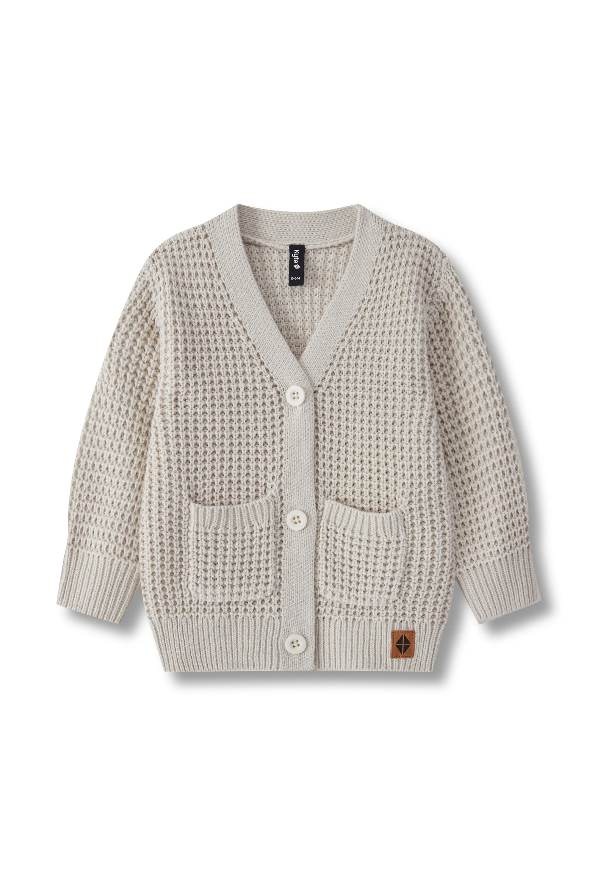 Chunky Knit Waffle Cardigan in Oat