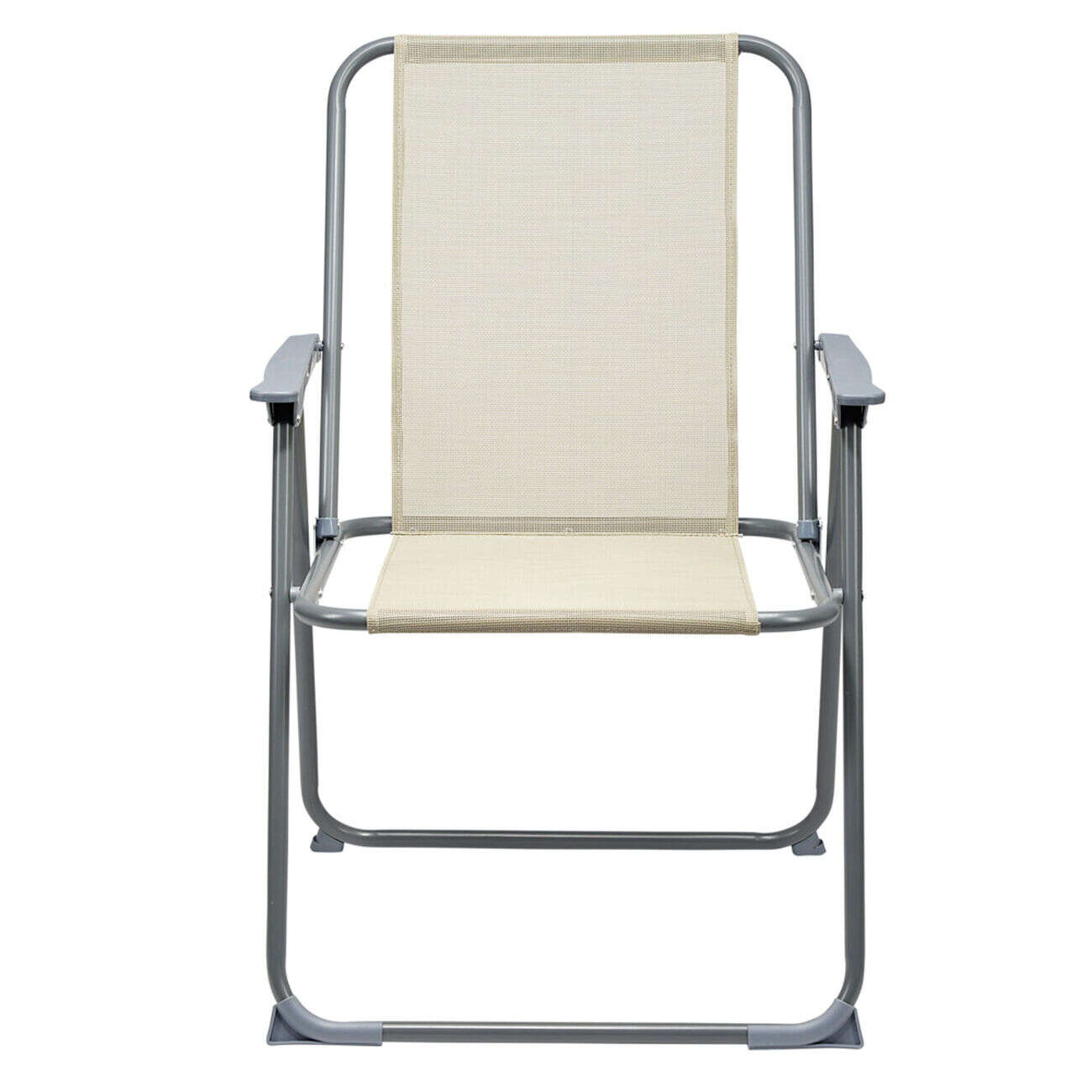 Fauteuil de camping pliant métal et textilène beige