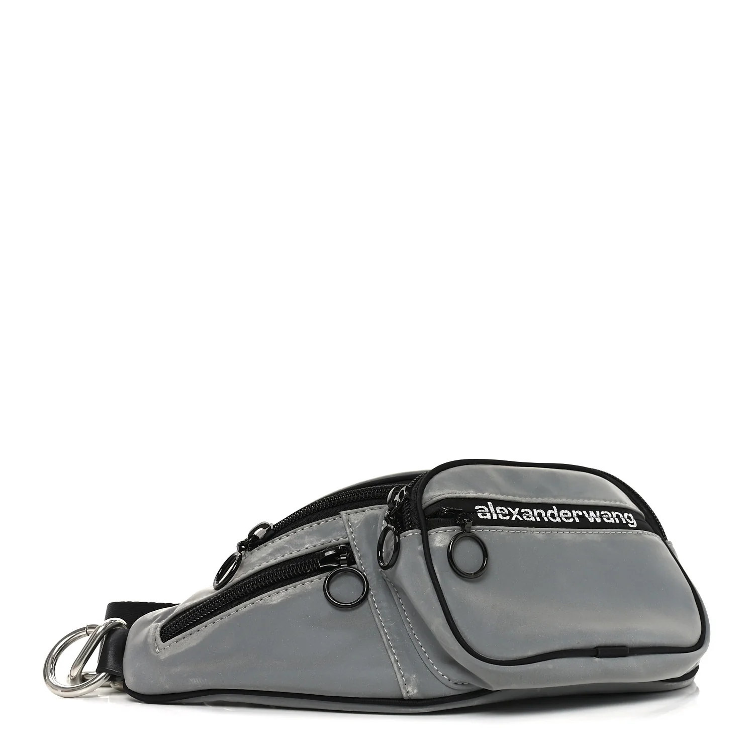 Nylon Logo Printed Attica Belt Bag Reflective Silver