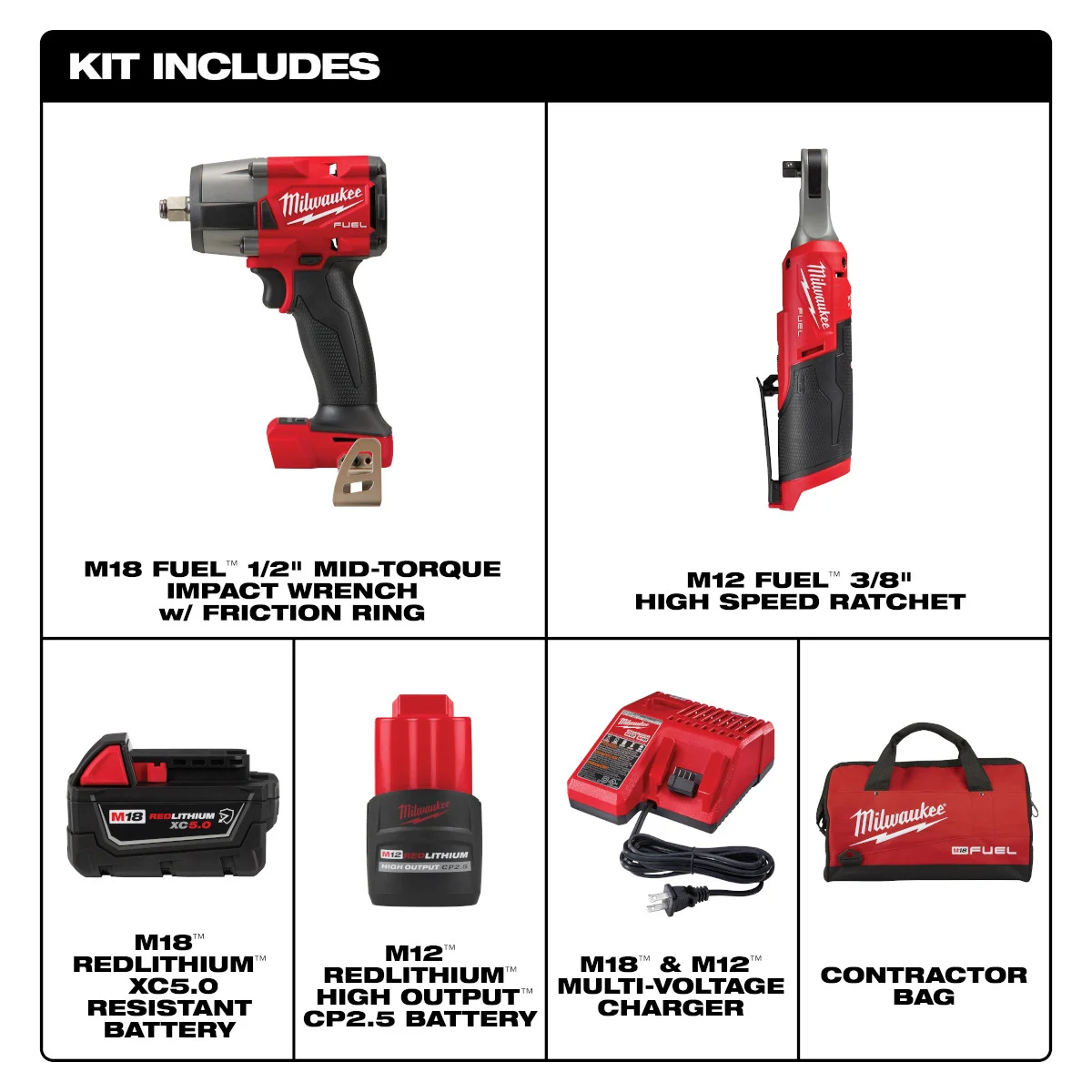 Milwaukee Tool M18 FUEL and M12 FUEL 2 - Tool Combo Kit