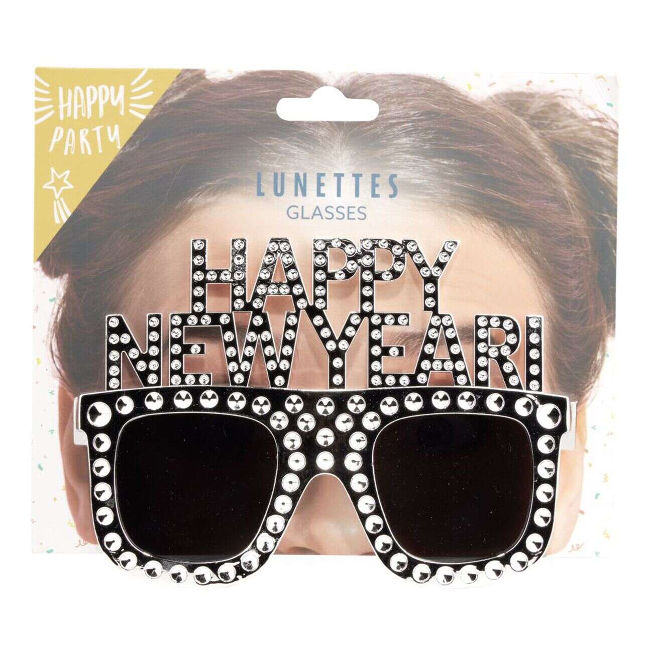Lunette festive Happy New Year argenté
