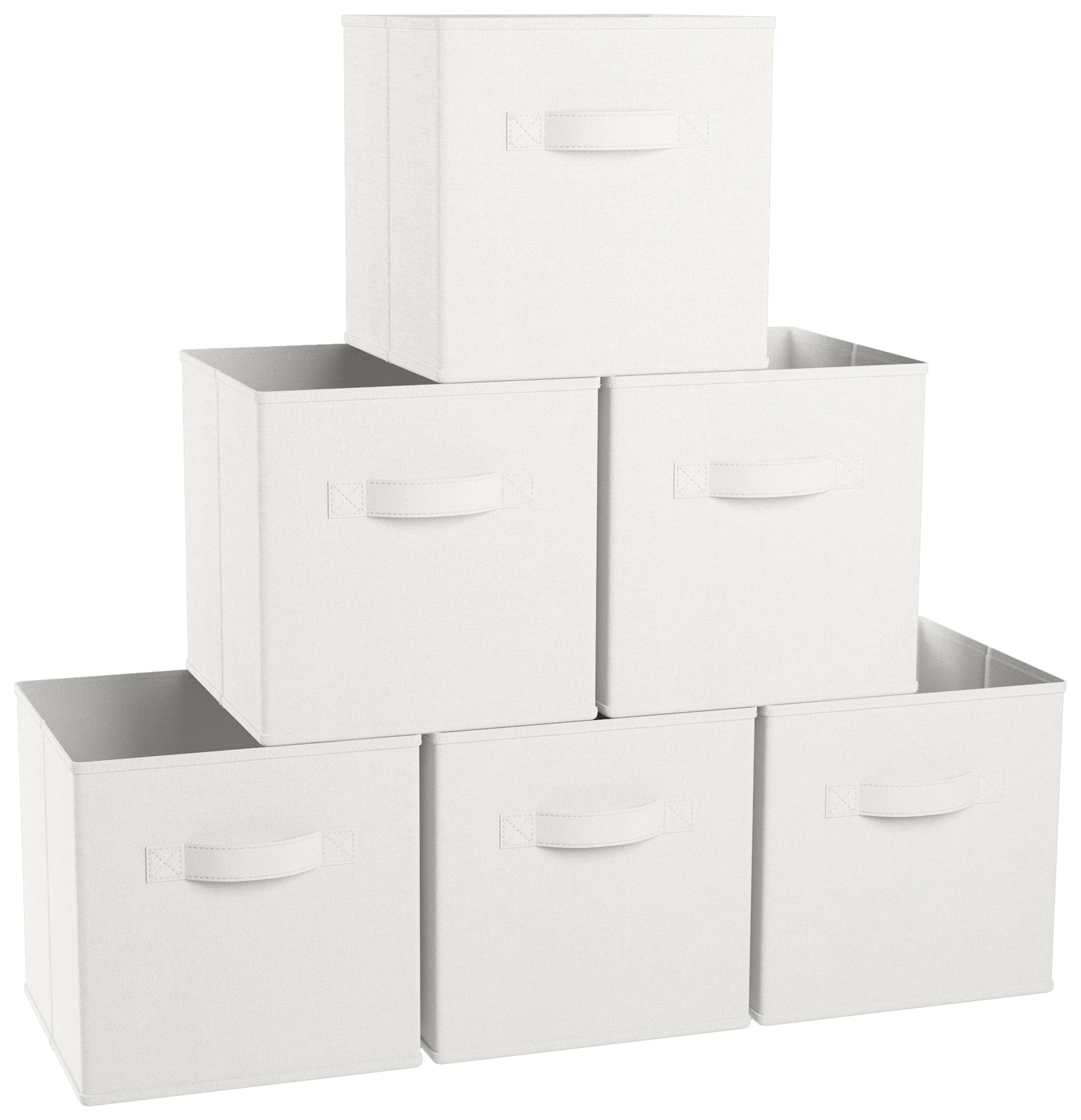 Foldable Storage Cube Bin with Dual Handles 11 x 11 x 11 / White