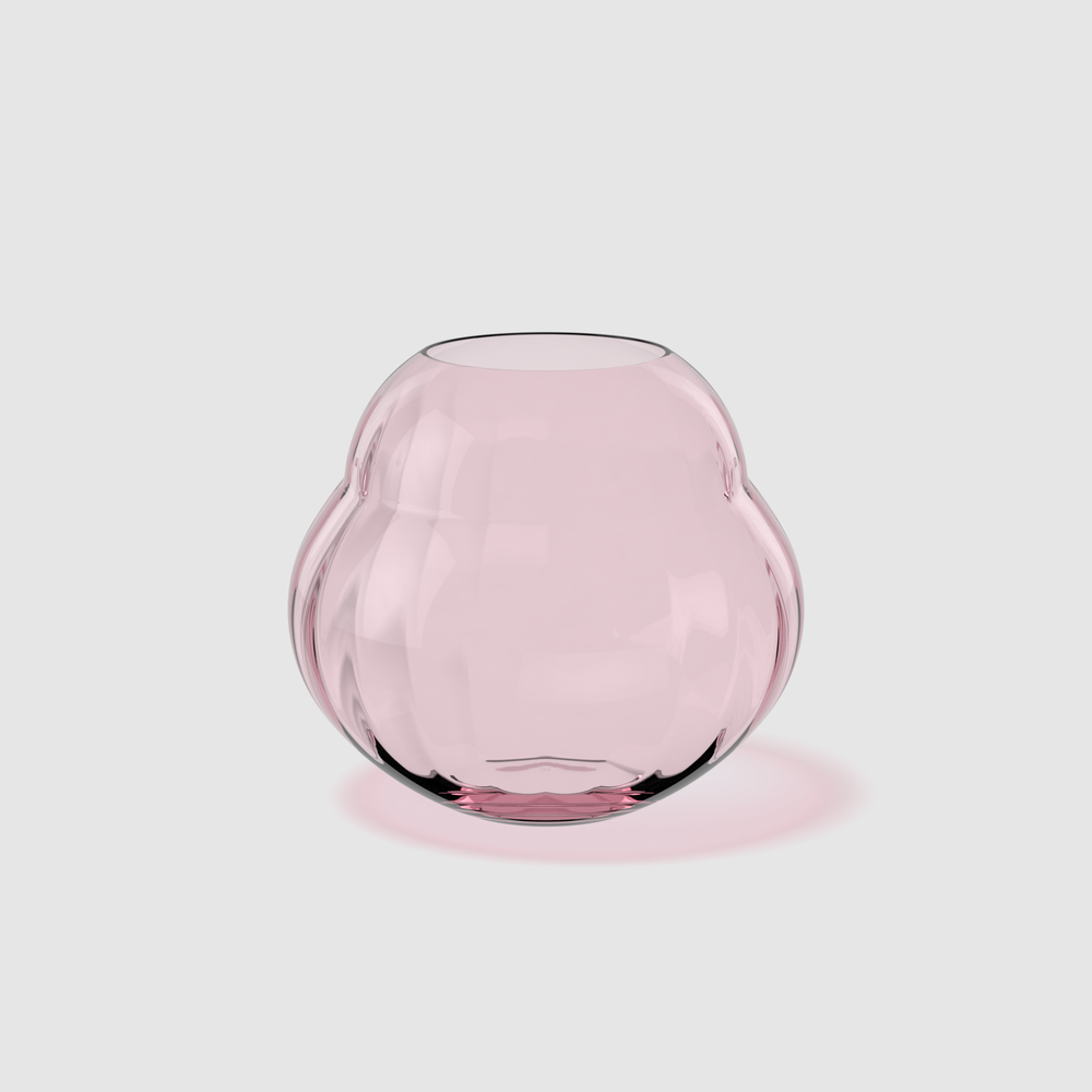Rose Garden Vase - Pink, 7.5'' x 6.7'', crystal glass