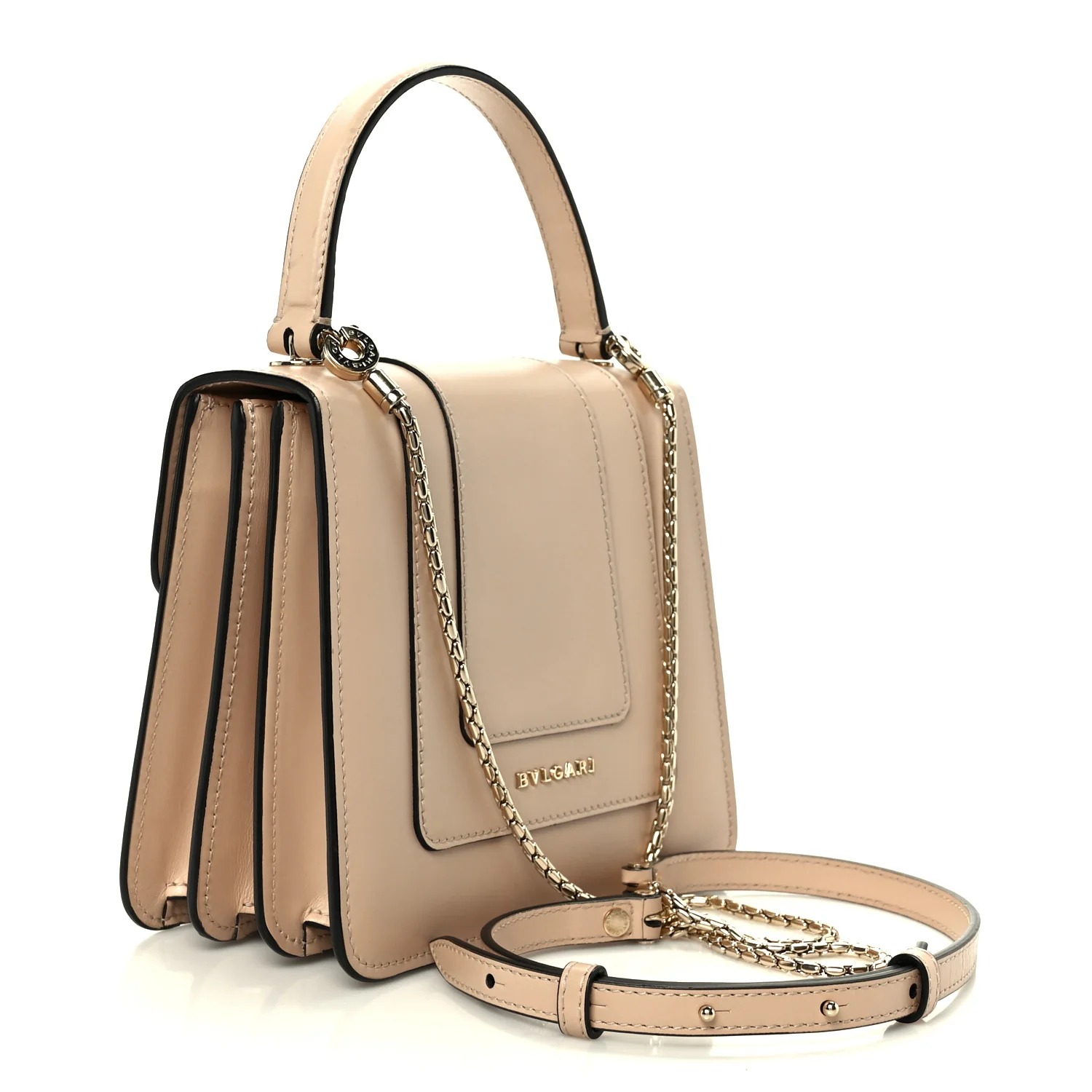Calfskin Serpenti Forever Top Handle Beige Green