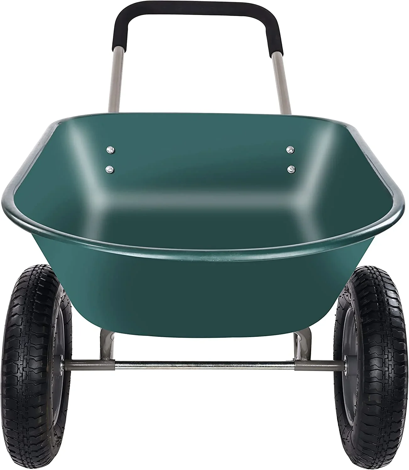 Wheelbarrow Garden Cart, Heavy Duty Home Utility, Dual-Wheel Home Garden Yard Utility Wheelbarrow Cart with Built-in Stand, Green