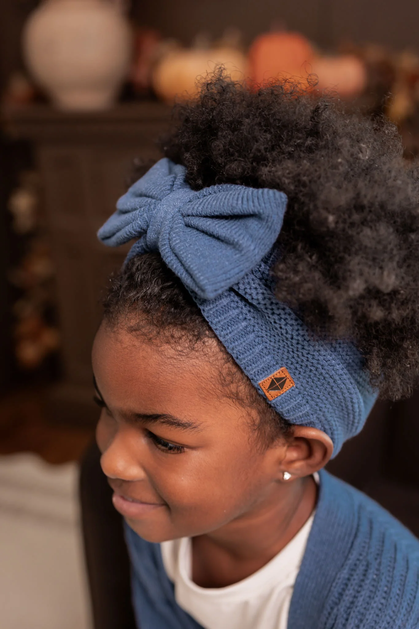 Chunky Knit Bow Headband in Oxford