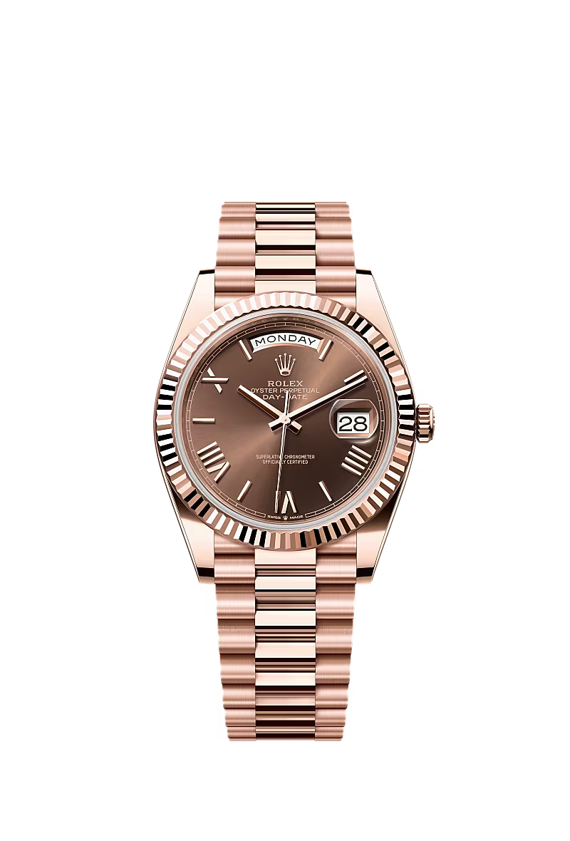 【Super Clone】RLX  Day-Date President 40mm Everose Gold Chocolate Roman Dial - 228235