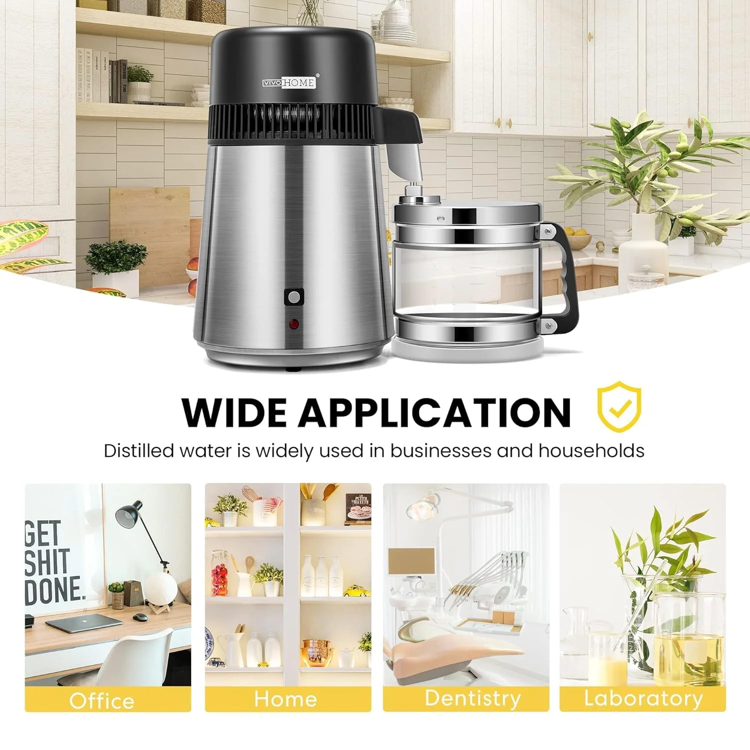 Water Distiller Countertop 1.1 Gallon/4L 304 Stainless Steel Distilled Water Machine with Smart Switch Purifier Filter for Home Office(Silver) - Image 7
