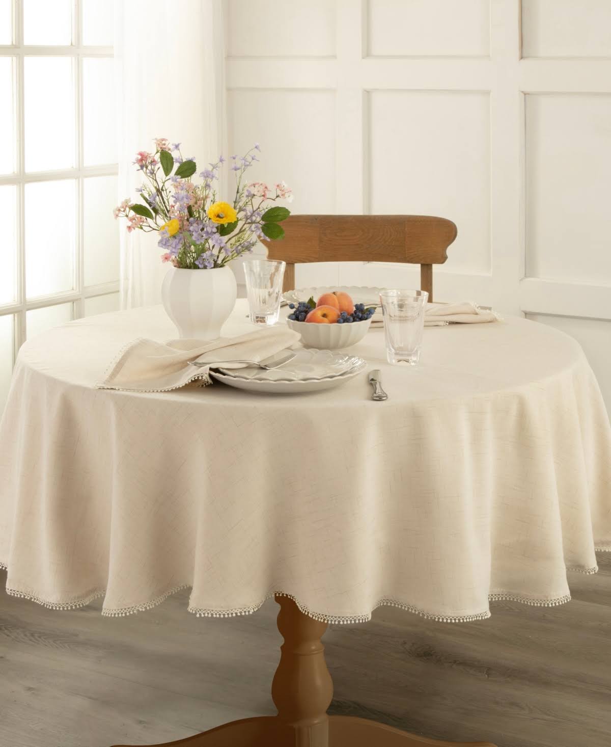 Lenox Natural French Perle Tablecloth 70-In. Round