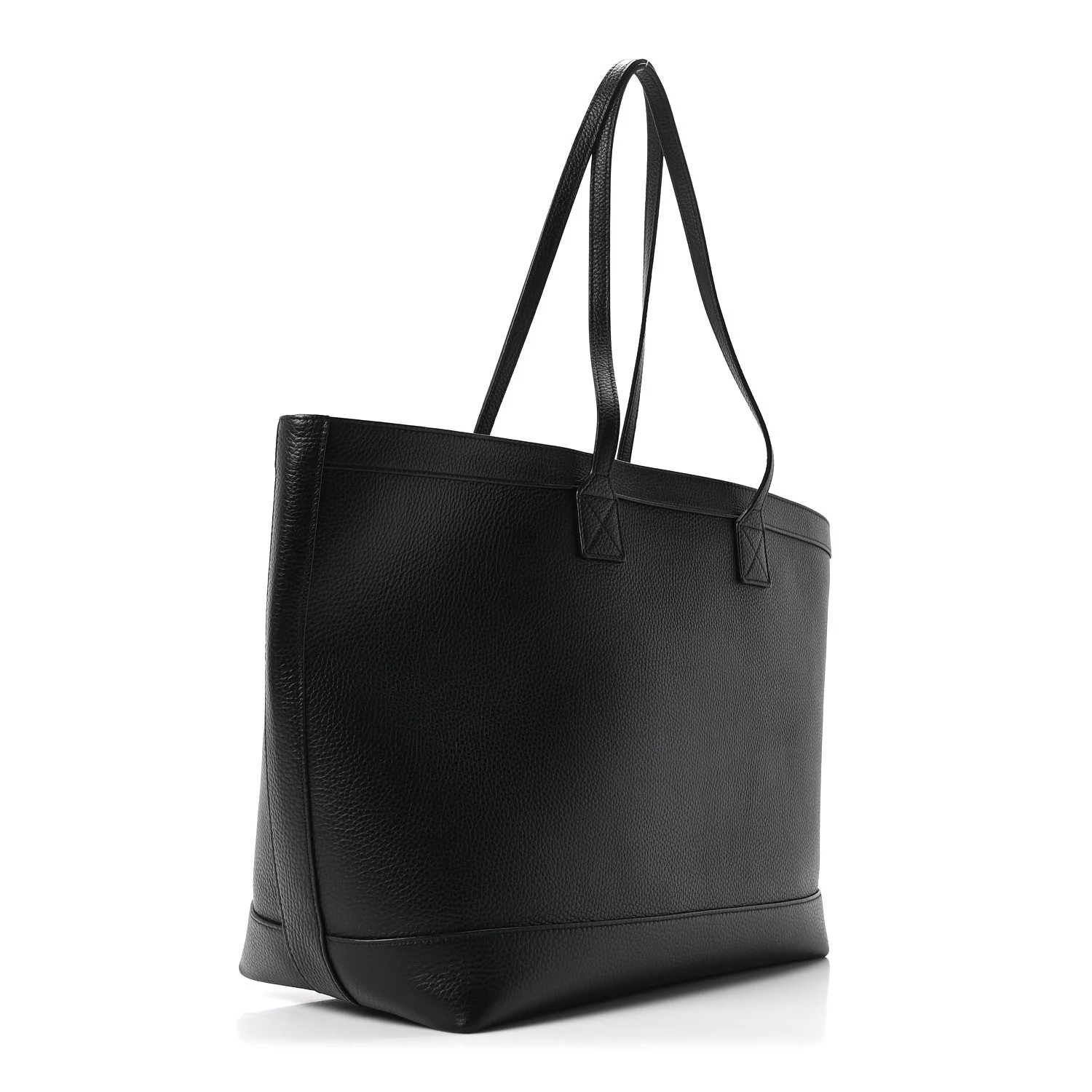 Grainy Calfskin Medium London Tote Bag Black