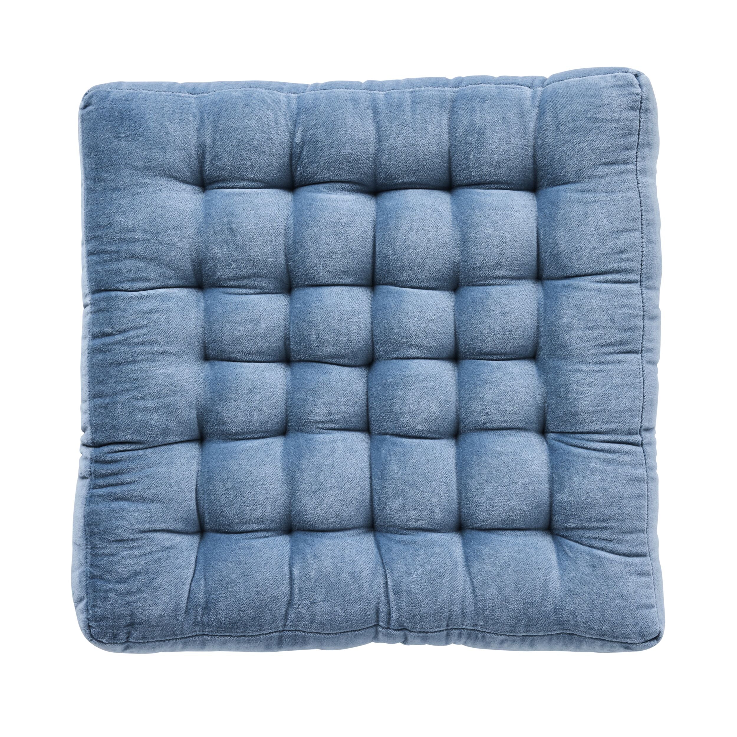 Samy Cotton Velvet Sky Blue Seat Cushion