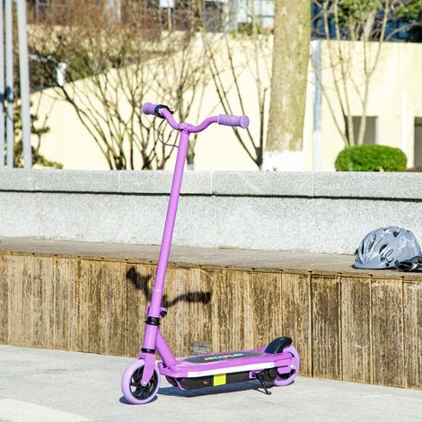Trottinette électrique pour enfants 6-14 ans. vitesse maximale 10 km/h. lumières LED colorées. frein électrique. violet — vue 2