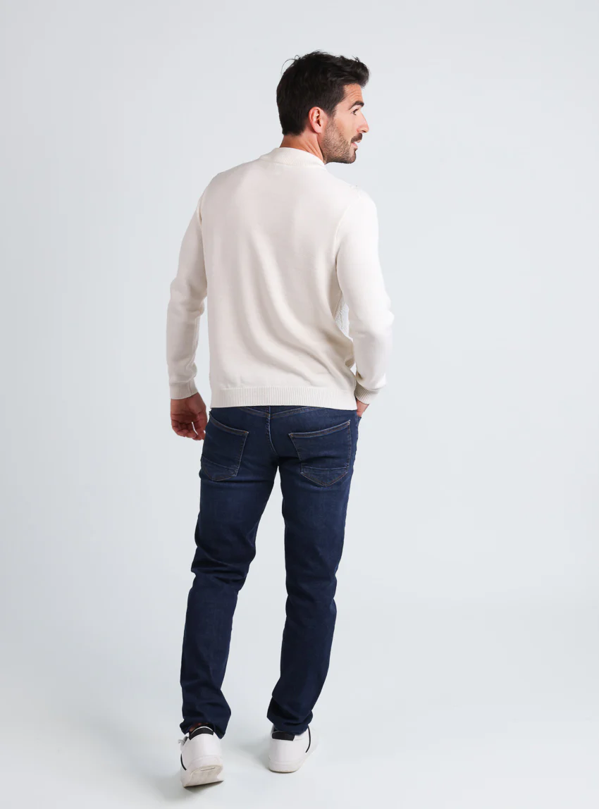 Pull homme en laine mérinos blanc naturel