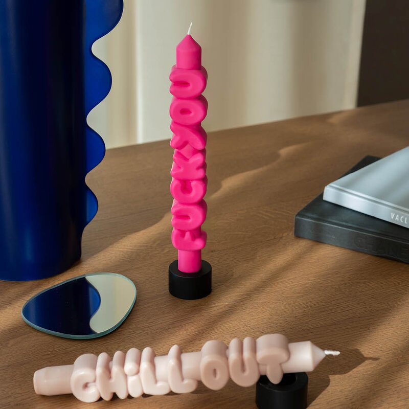 3D kronelys 23 cm 2 stk BOLD rosa/krem