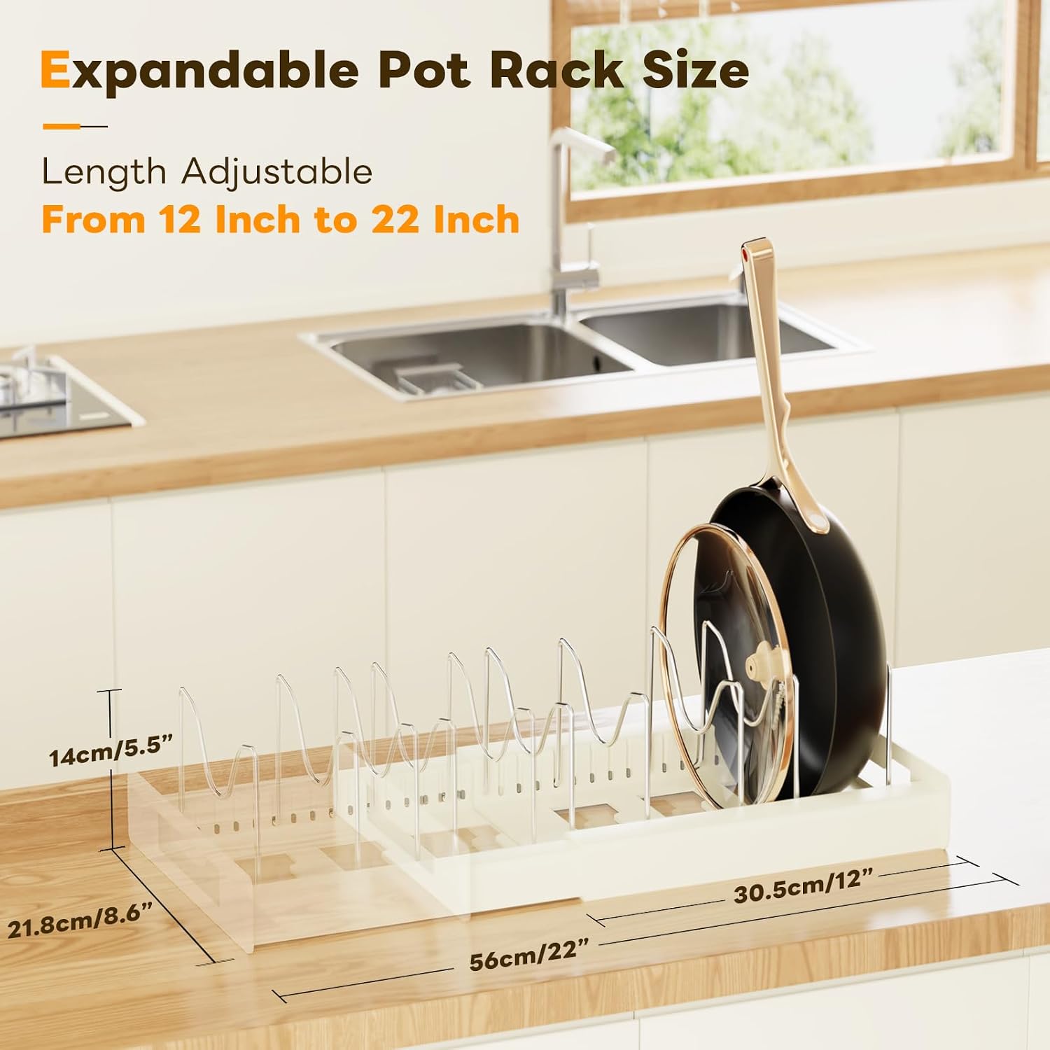 Dayacoco Pots and Pans Organizer Under Cabinet with 10 Compartments