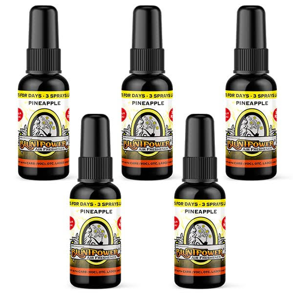 BluntPower (pineapple, 5 Pack) Concentrated Air Freshener - Premium Oil Based Air Freshener Spray for Home and Car - Long-Lasting Bathroom Spray, Car