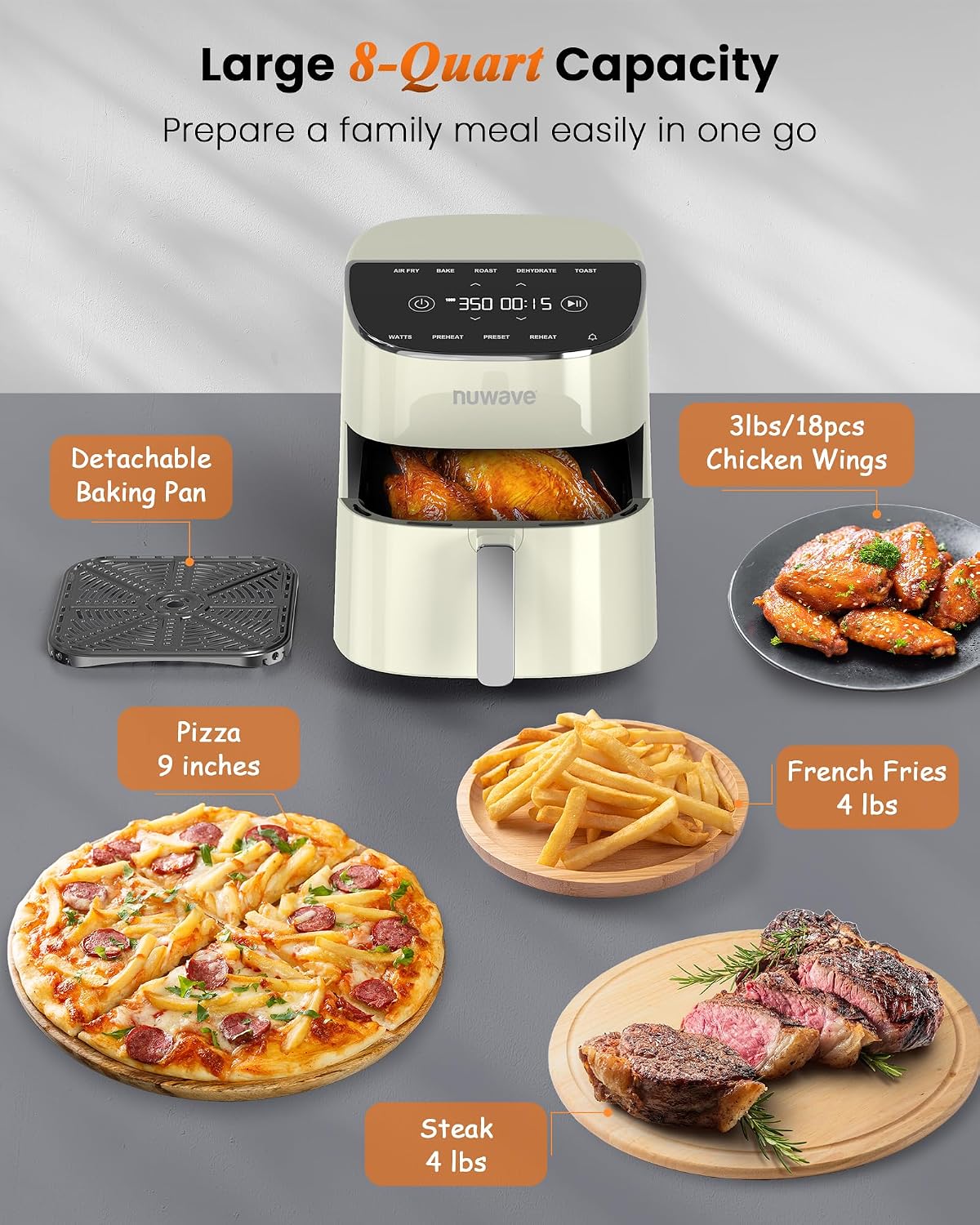 Nuwave Brio Plus Air Fryer 8 Qt, New & Improved, PFAS-Free Ceramic Coating