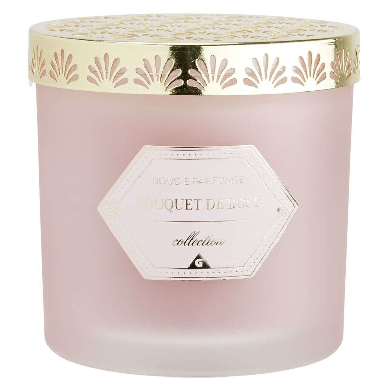 Bougie chic top métal rose Ø10 cm