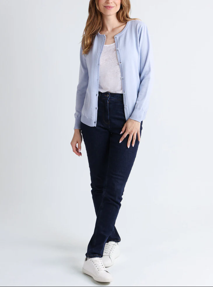 Cardigan femme en laine mérinos bleu ciel
