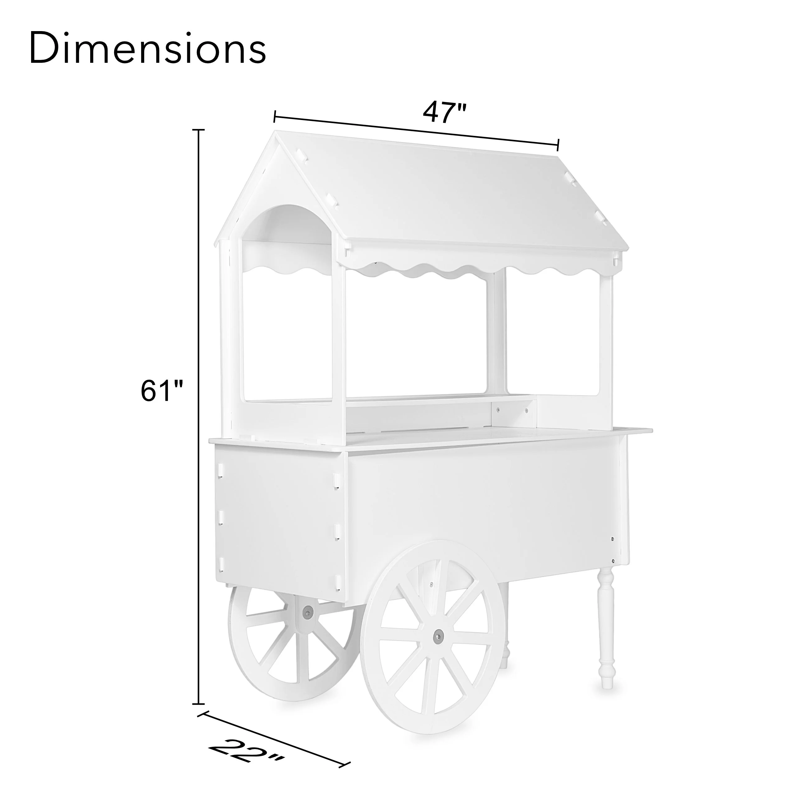 Candy Cart for Party Candy Cart Display Stand with Wheels for Party Dessert cart Decorated Wood candy cart with wheels for Birthdays Wedding Easy To Assemble Vintage Candy Cart On Wheels. - Image 3