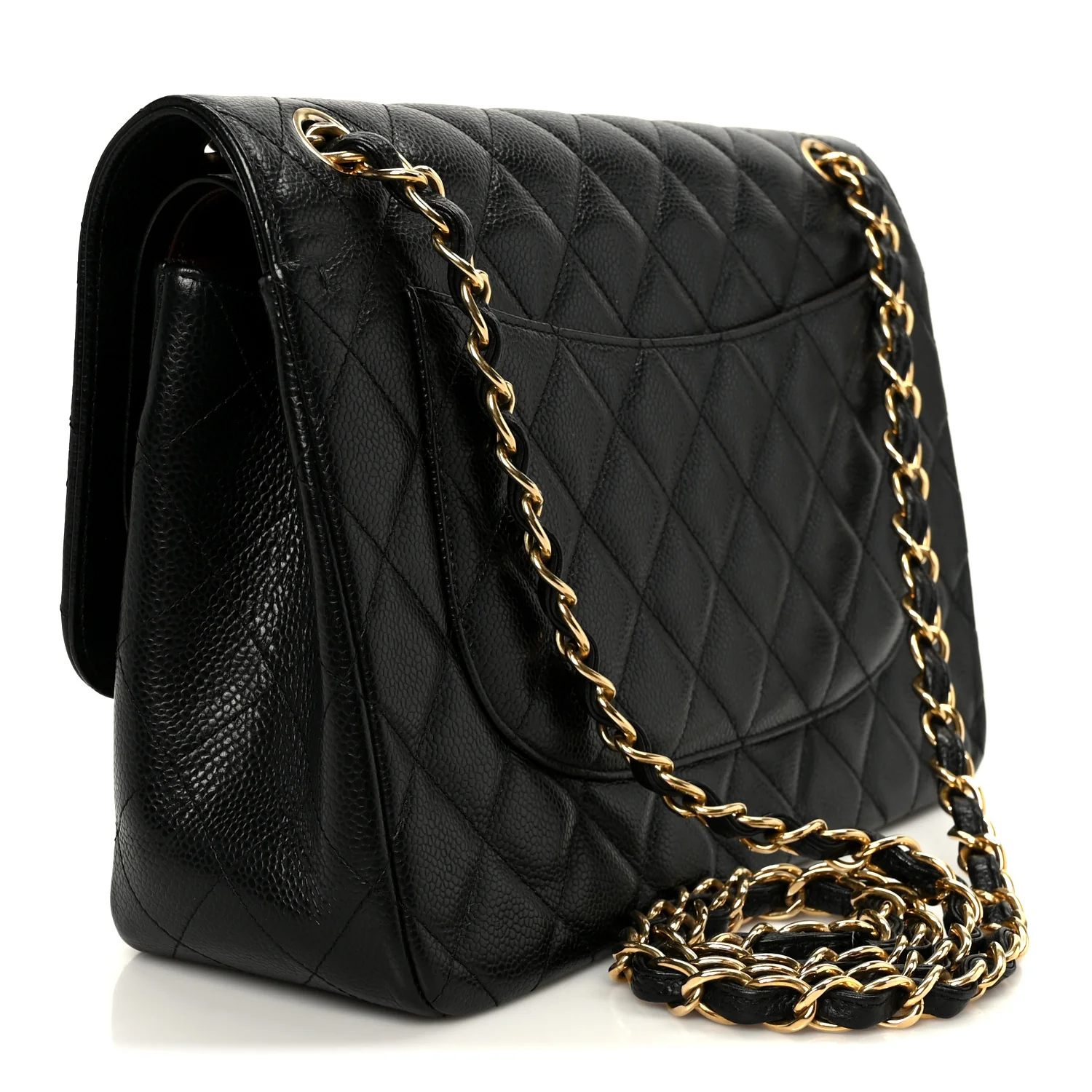 Caviar Quilted Jumbo Double Flap Black