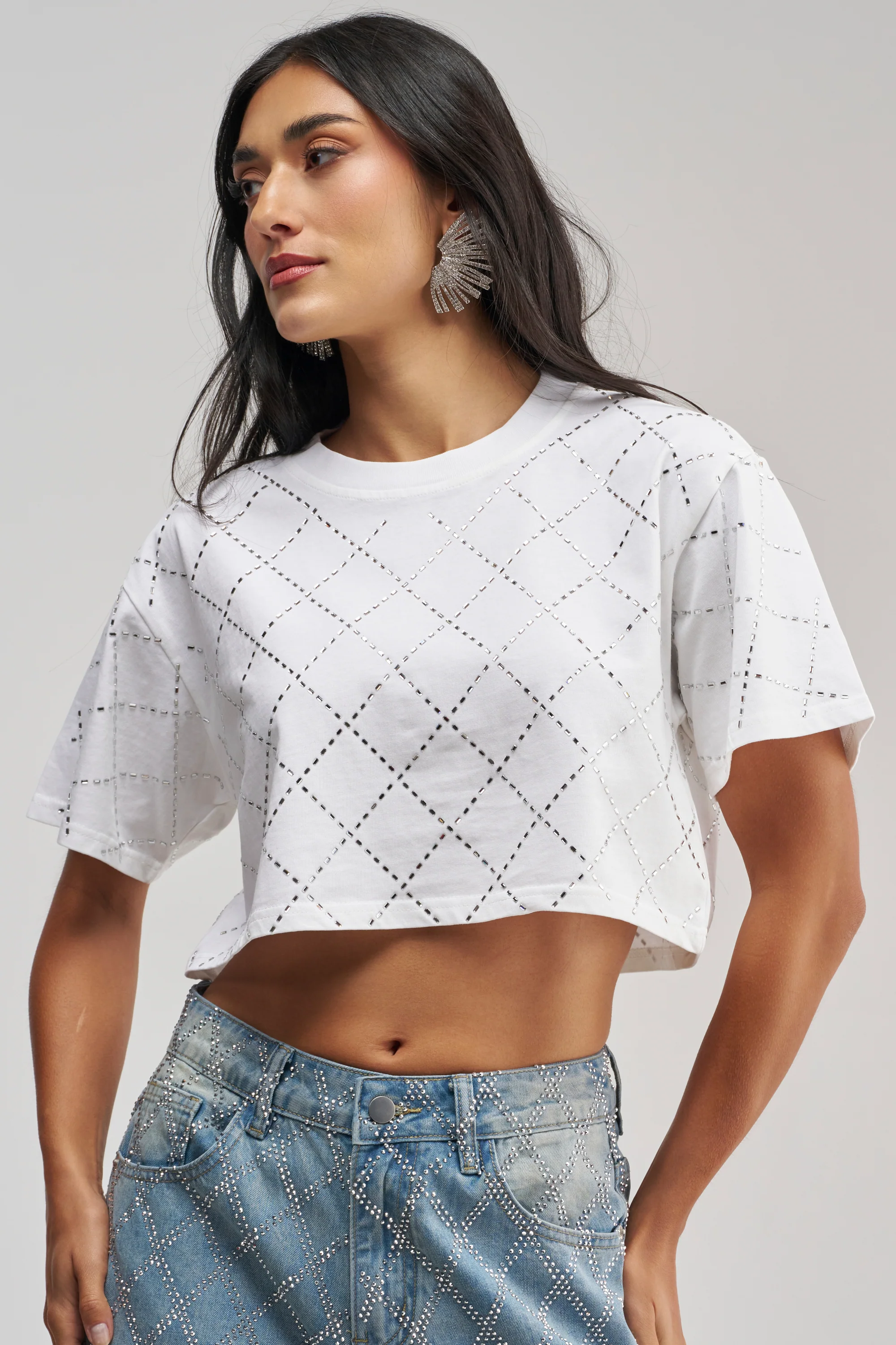 DIAMOND DUST RHINESTONE TEE - Akira Store