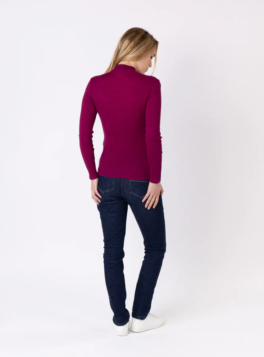 Pull chaussette femme col montant violet