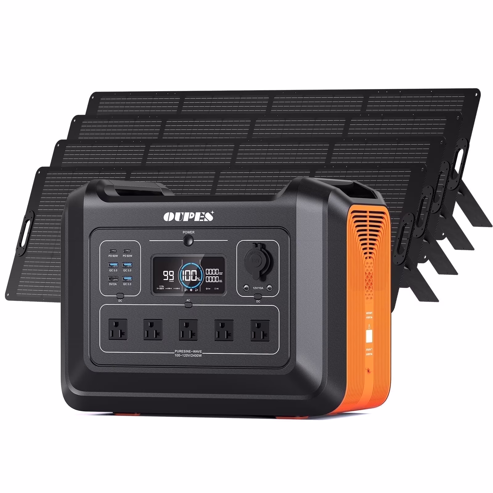 2400W 2232Wh Portable Power Station with 4x240W Solar Panel,Solar Generator for Outdoor Camping,Home Backup,Emergency,RV( 2400+960W Panel)