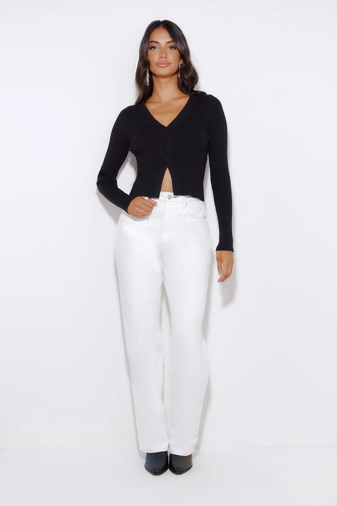 Take Off Ribbed Top Black