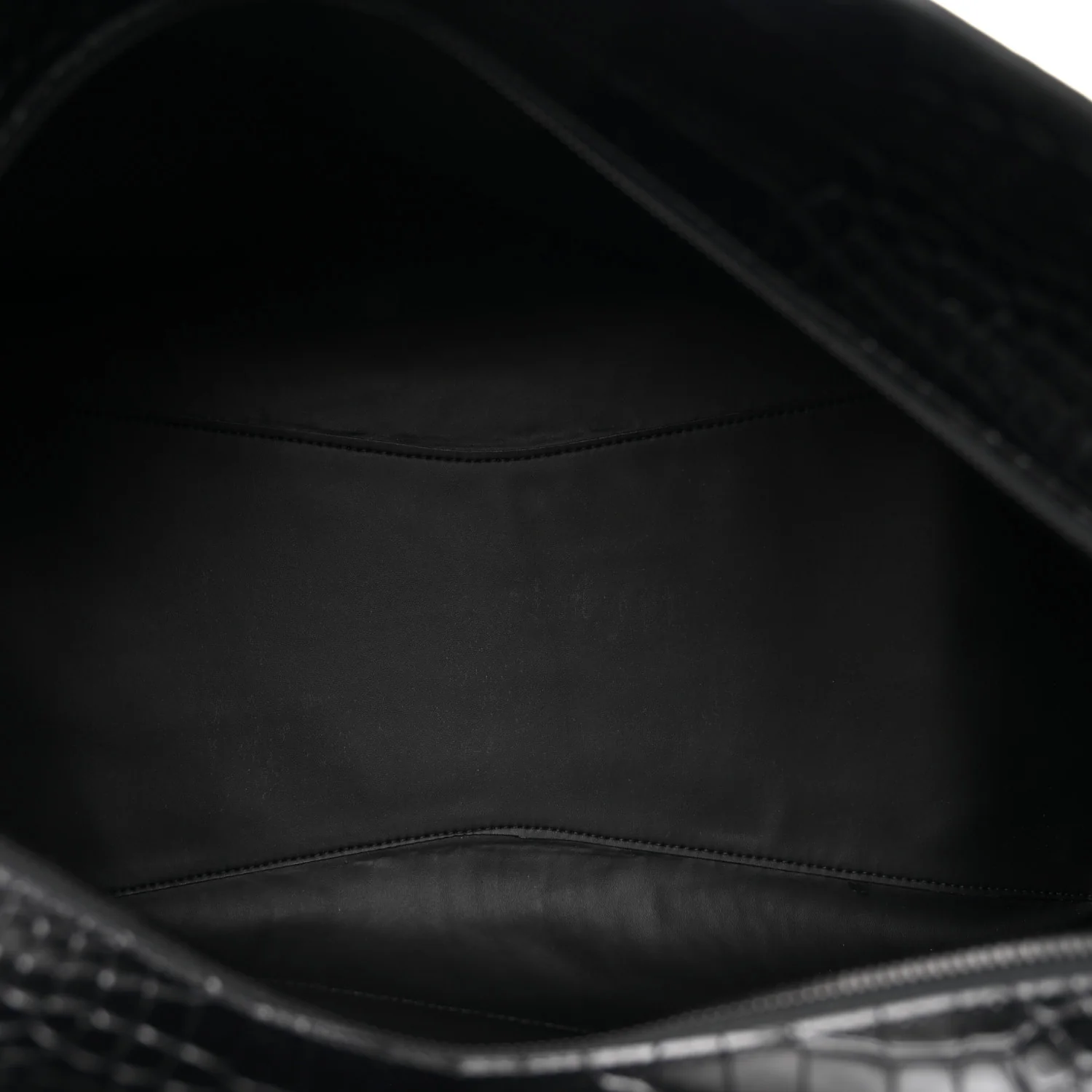 Semi Matte Calfskin Crocodile Embossed Neo Classic Black Hardware Large City Black