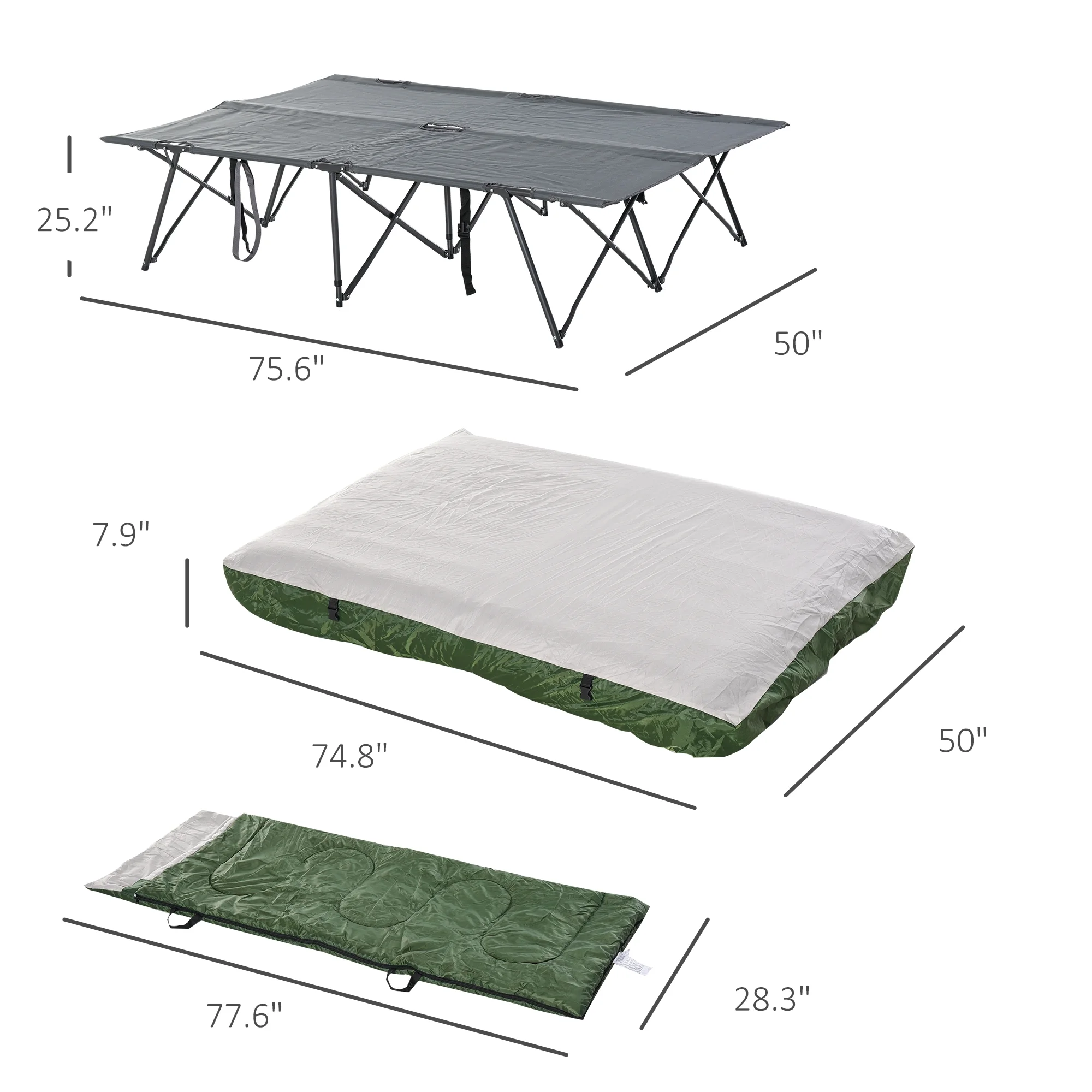 Cosotower 2 - Person Folding Camping Cot Portable Outdoor Bed Set with Sleeping Bag, Inflatable Air Mattress, Comfort Pillows and Carry Bag, Soft and Comfortable for Outdoor Travel Camp Beach Vacation