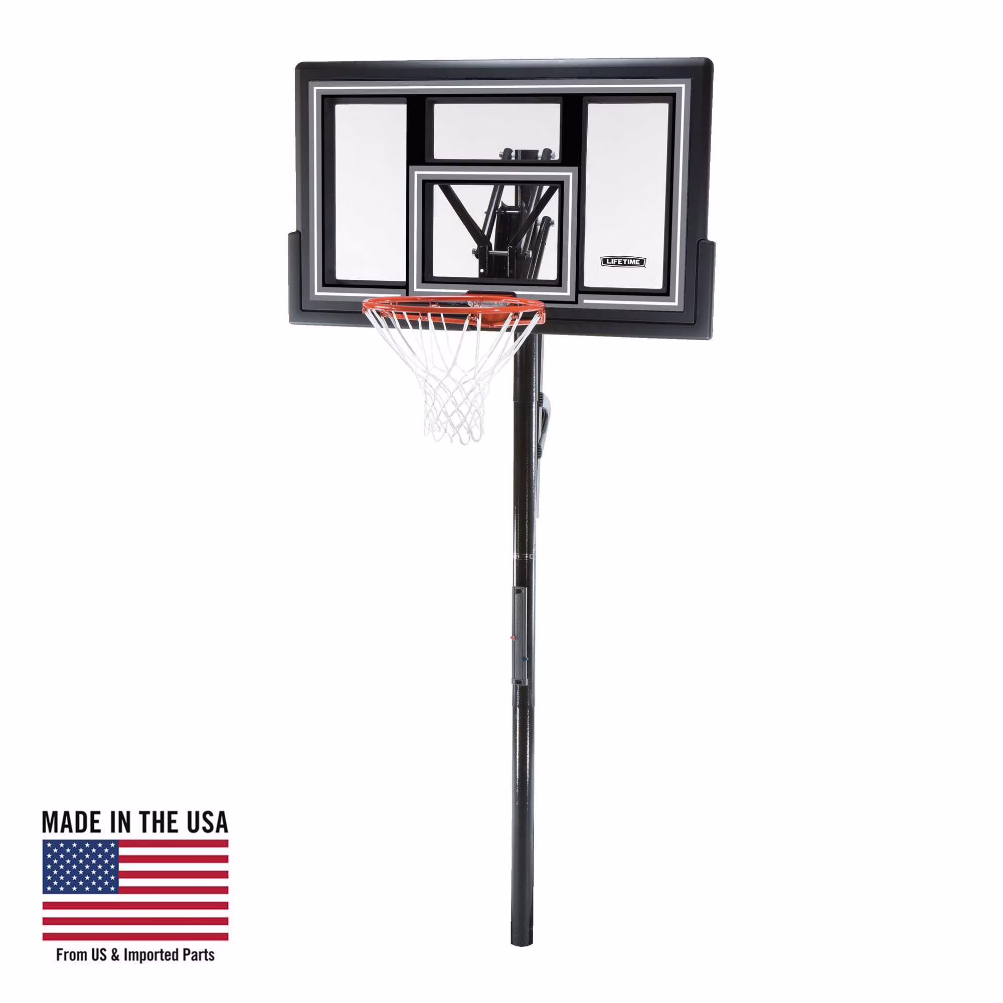 Lifetime 50 - Inch Shatterproof Inground Basketball Hoop with Action Grip Adjustment & Slam - It Rim - Model 1084 - Outdoor Play