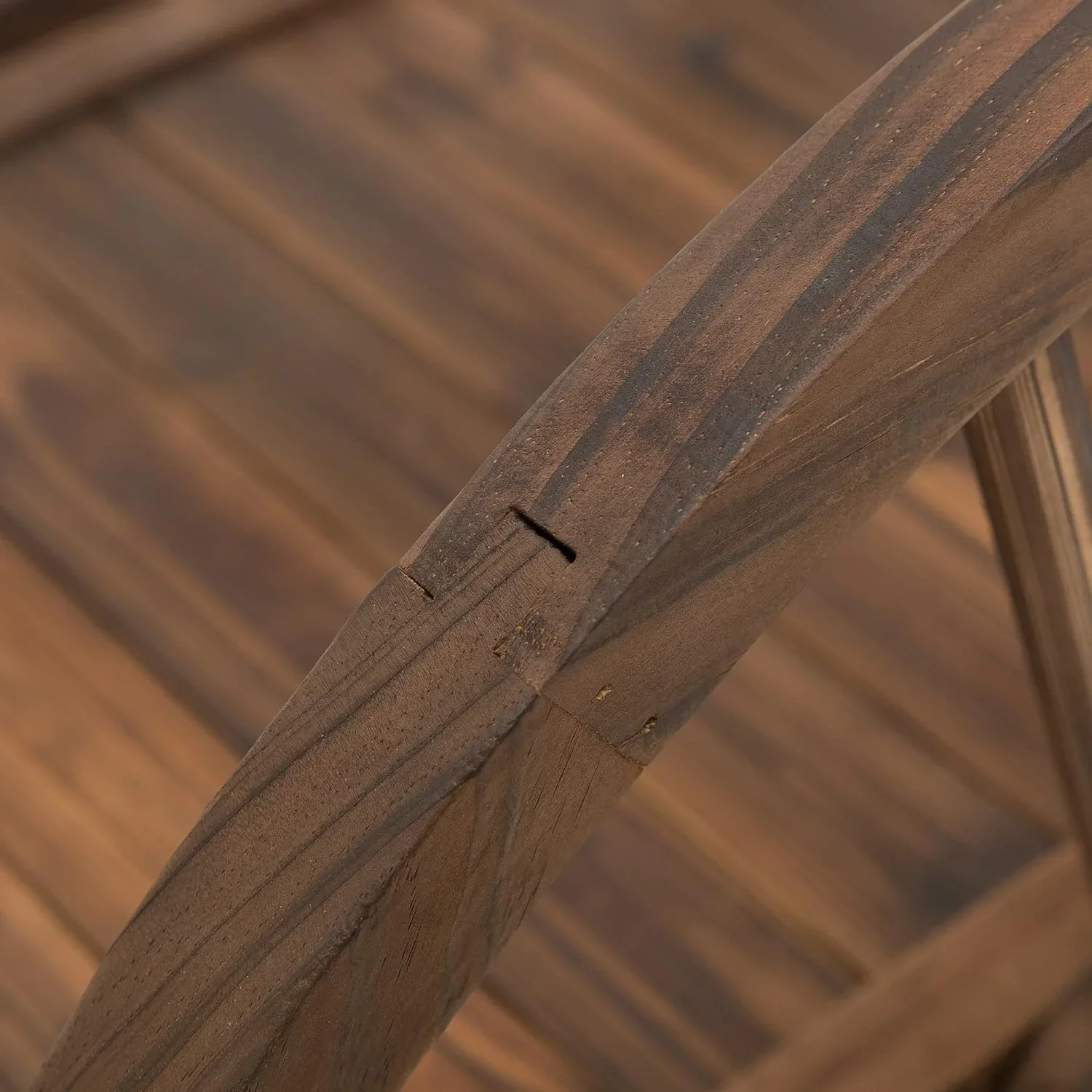 3.3ft Wooden Garden Bridge Arc Footbridge with Half-Wheel Style Railings & Solid Fir Construction, Stained Wood