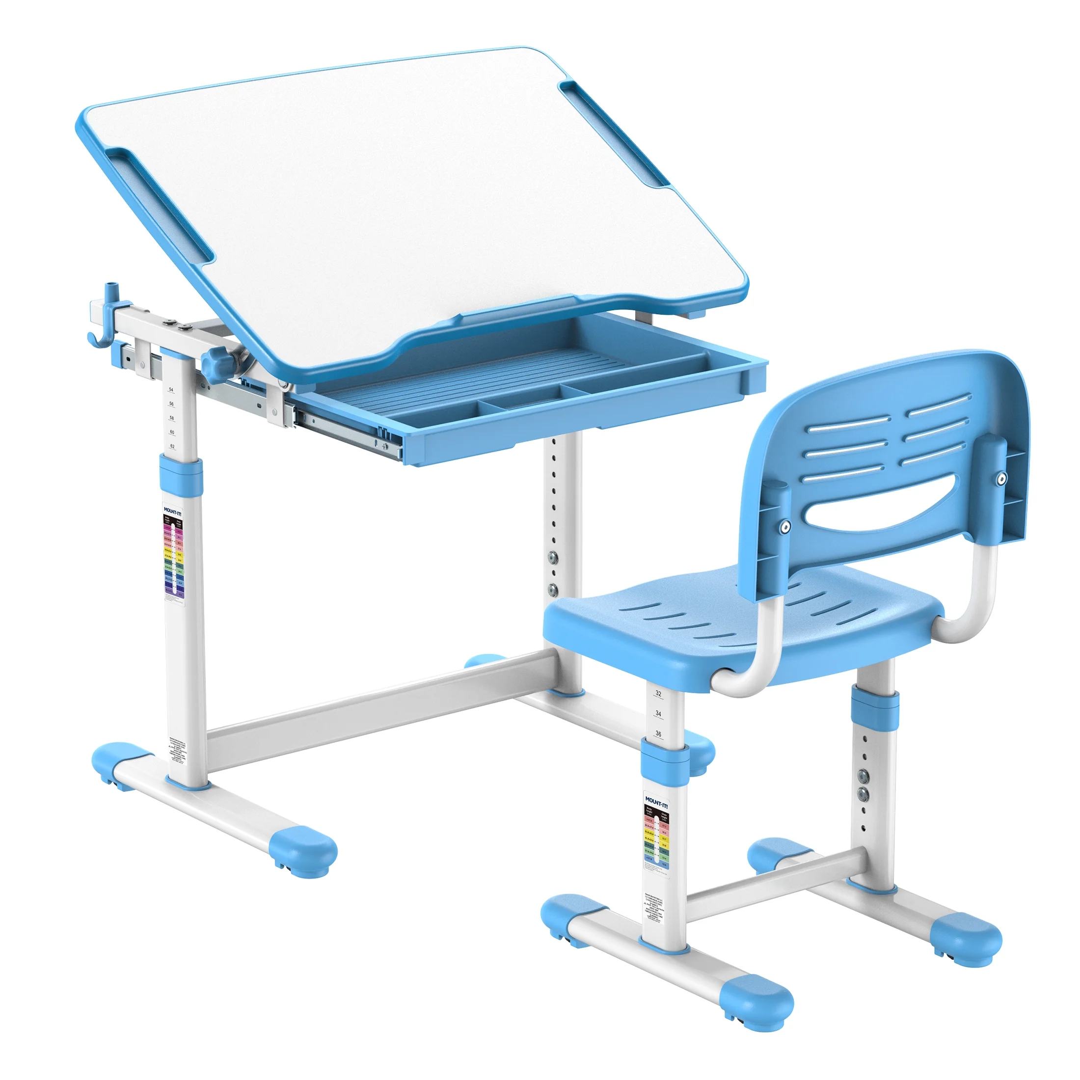 Mount - It! Kids Desk and Chair Set, Blue