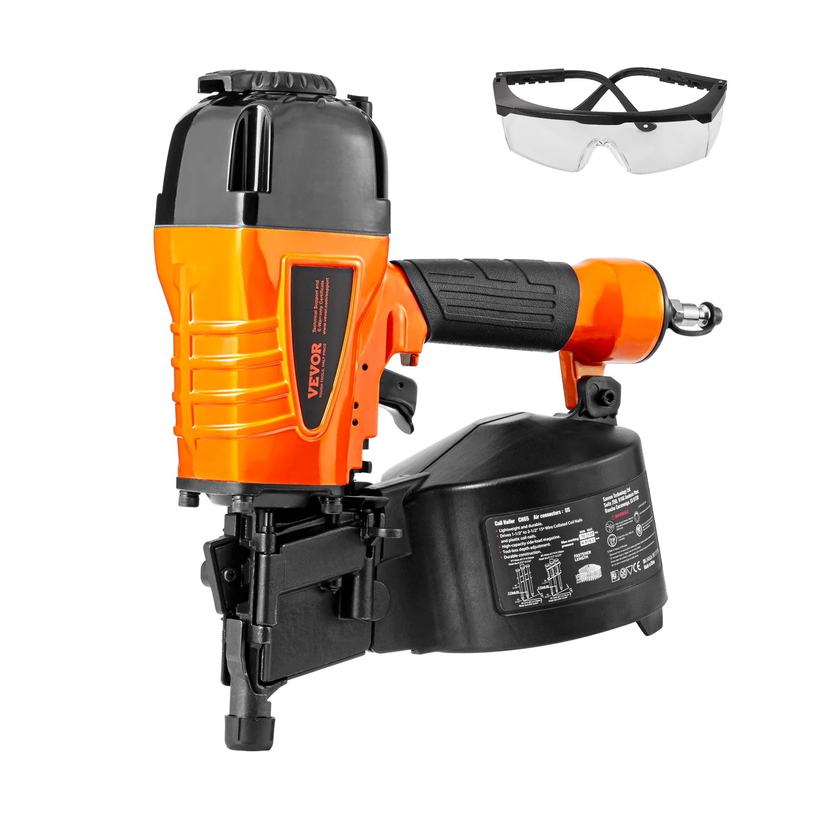 Coil Siding Nailer CN65, 1-1/4" to 2-1/2" 15 Degree Pneumatic Siding Nail Gun with Tool-Less Depth Adjustment, 70-120PSI Air Coil Nailer for Siding, Pallet Sheathing, Wooding, Fencing - Image 9