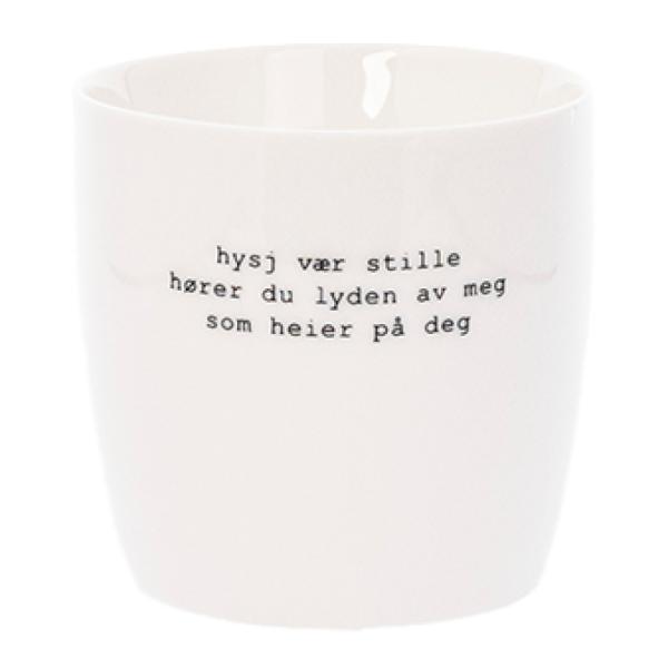 Trygve Skaug krus hysj vær stille 30 cl hvit