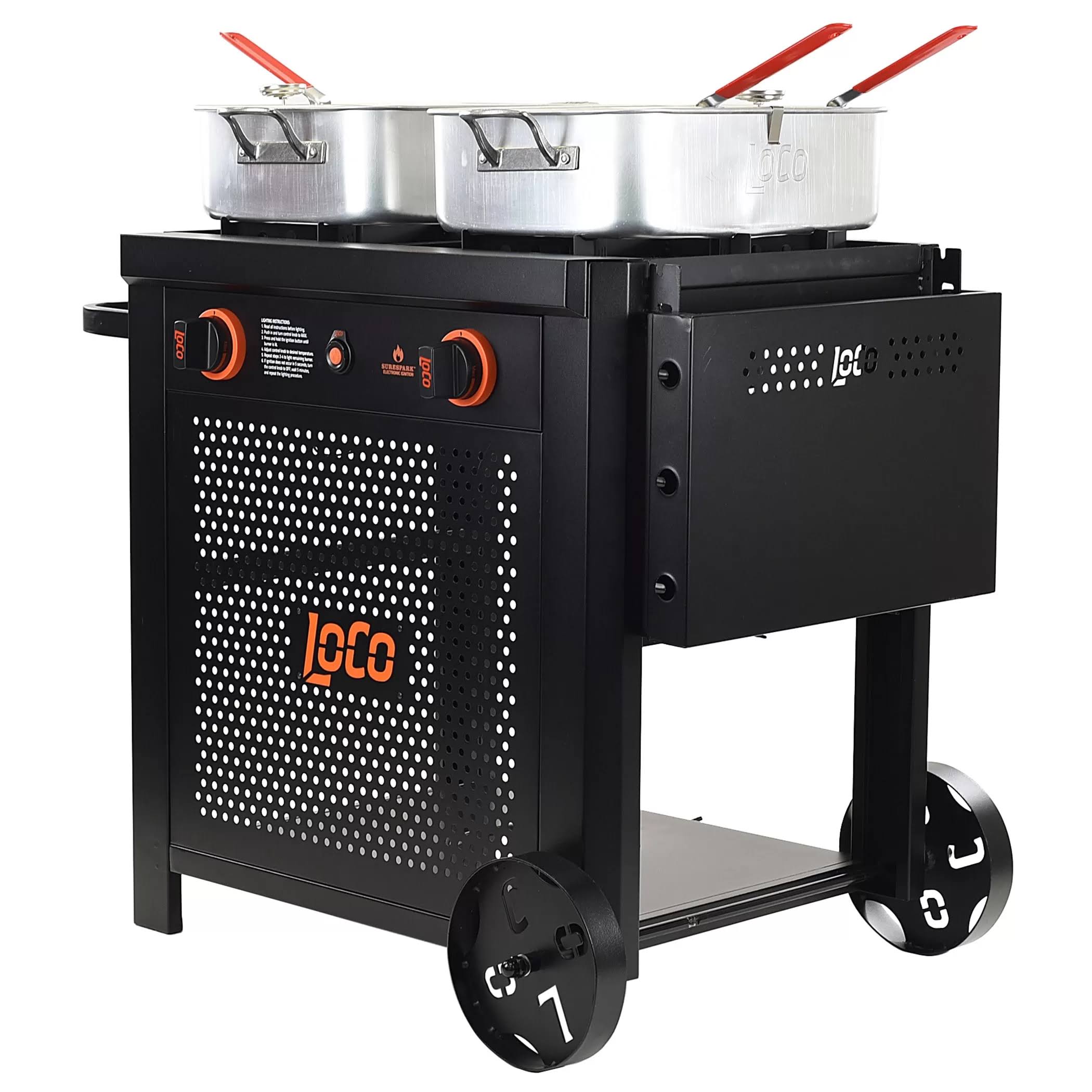 Loco Cookers Propane Dual Burner Fry Cart, Black