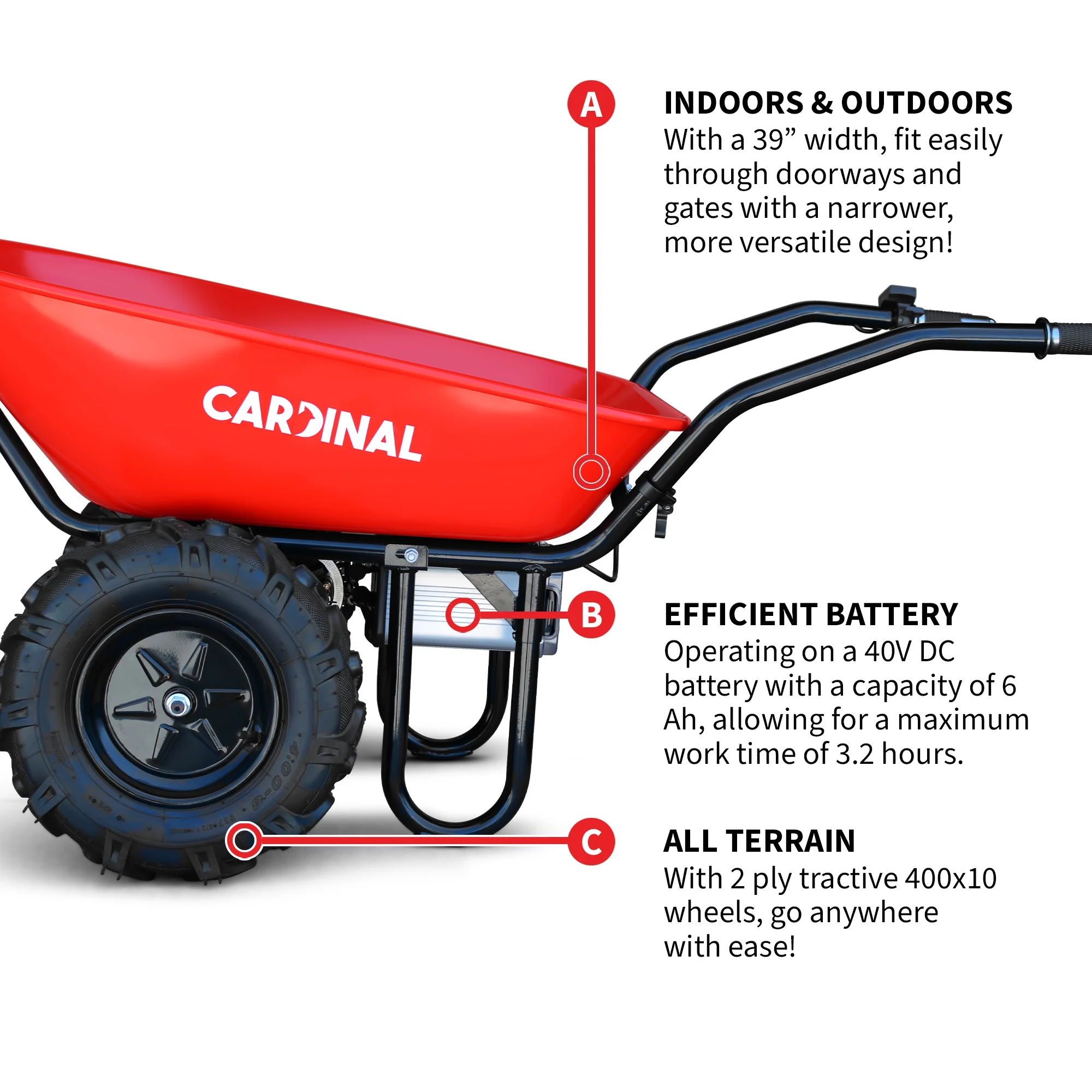 Electric Utility Cart 40V Battery-Powered Wheelbarrow 570-lb. Bucket Capacity - Image 5
